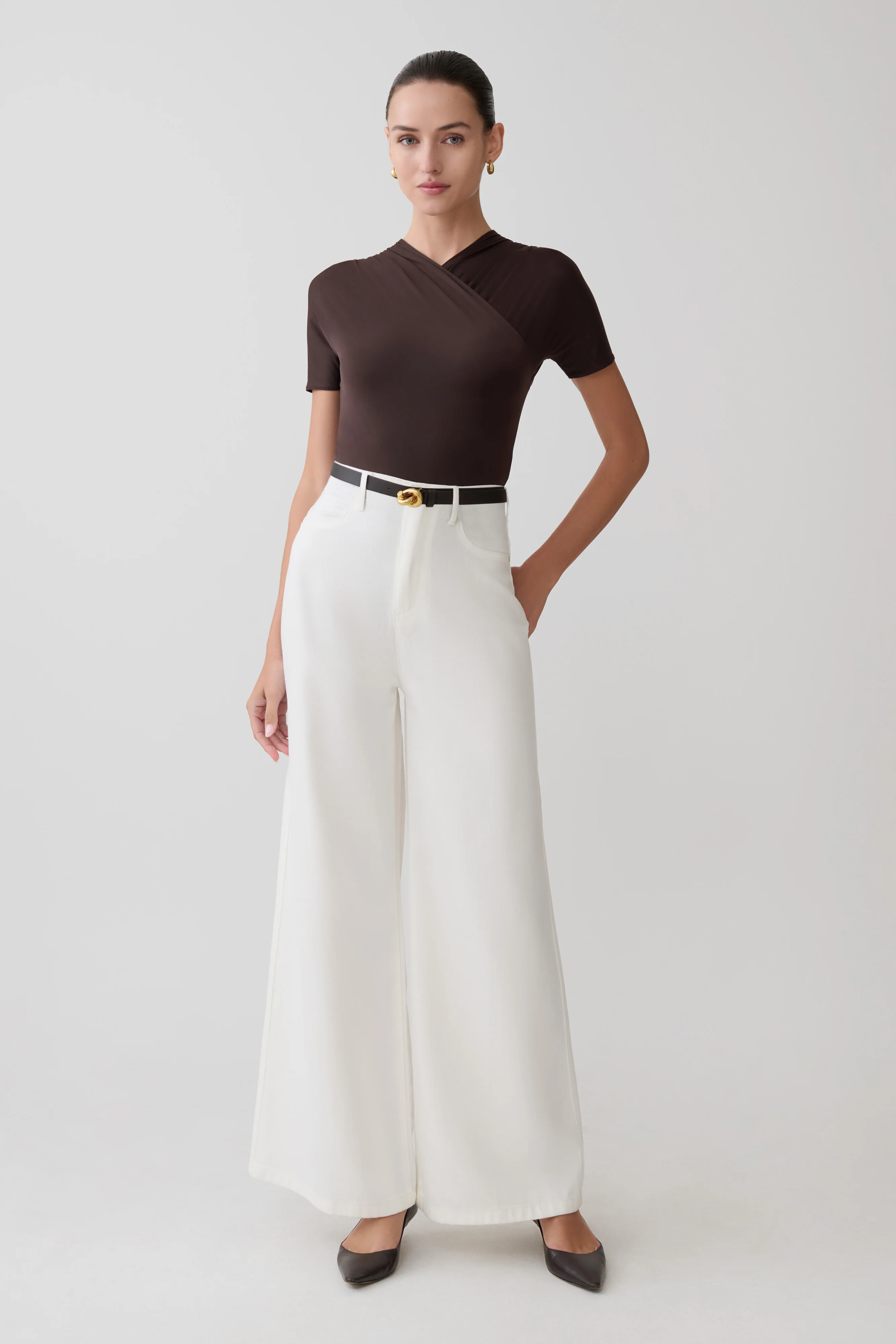 Shae Wide Leg Denim Jeans - White - Image 4
