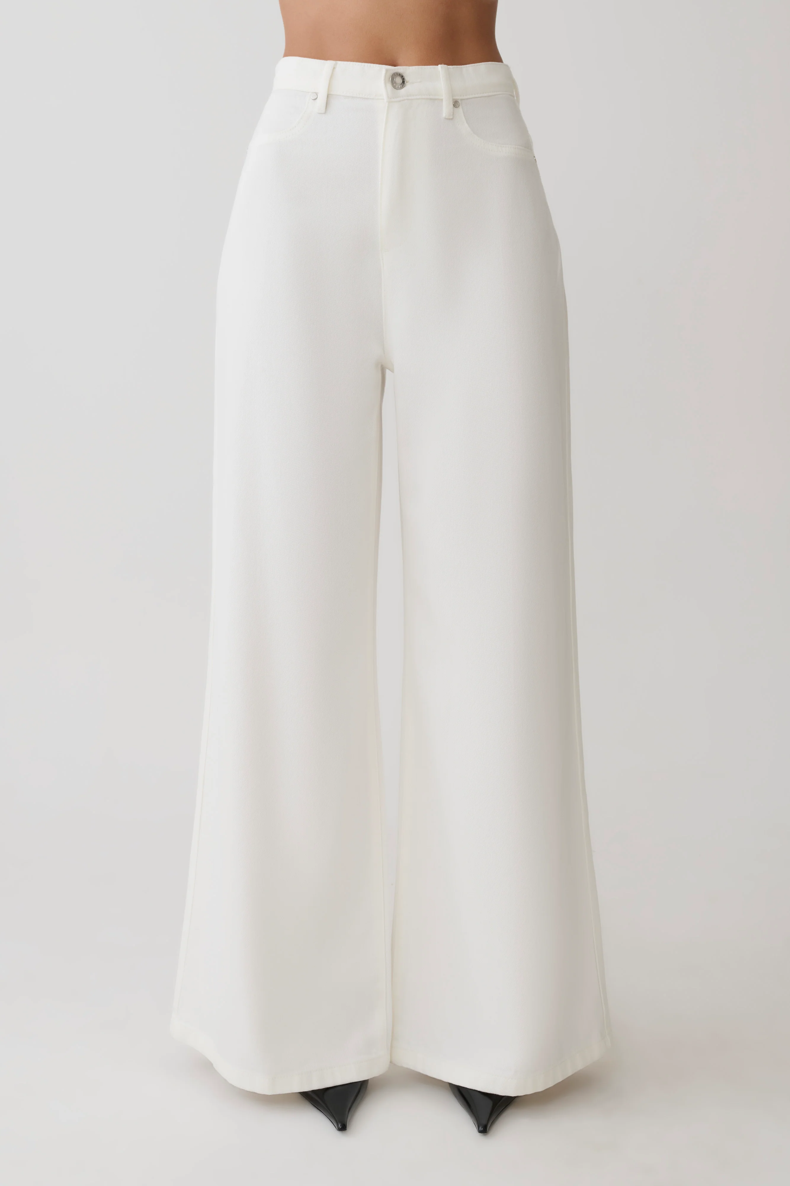 Shae Wide Leg Denim Jeans - White - Image 5