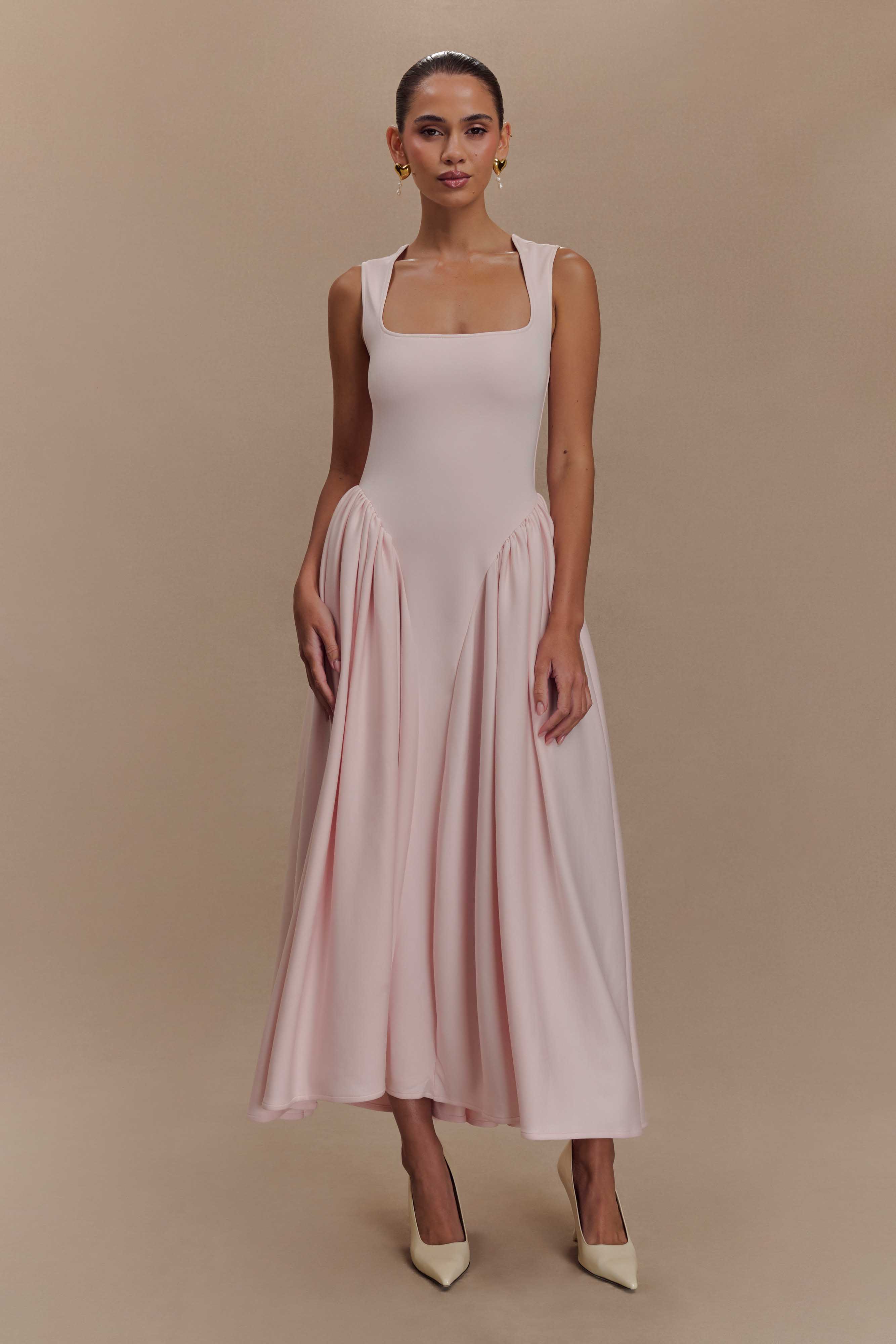 Sharon Scuba Jersey Midi Dress - Ballet Pink - Image 6
