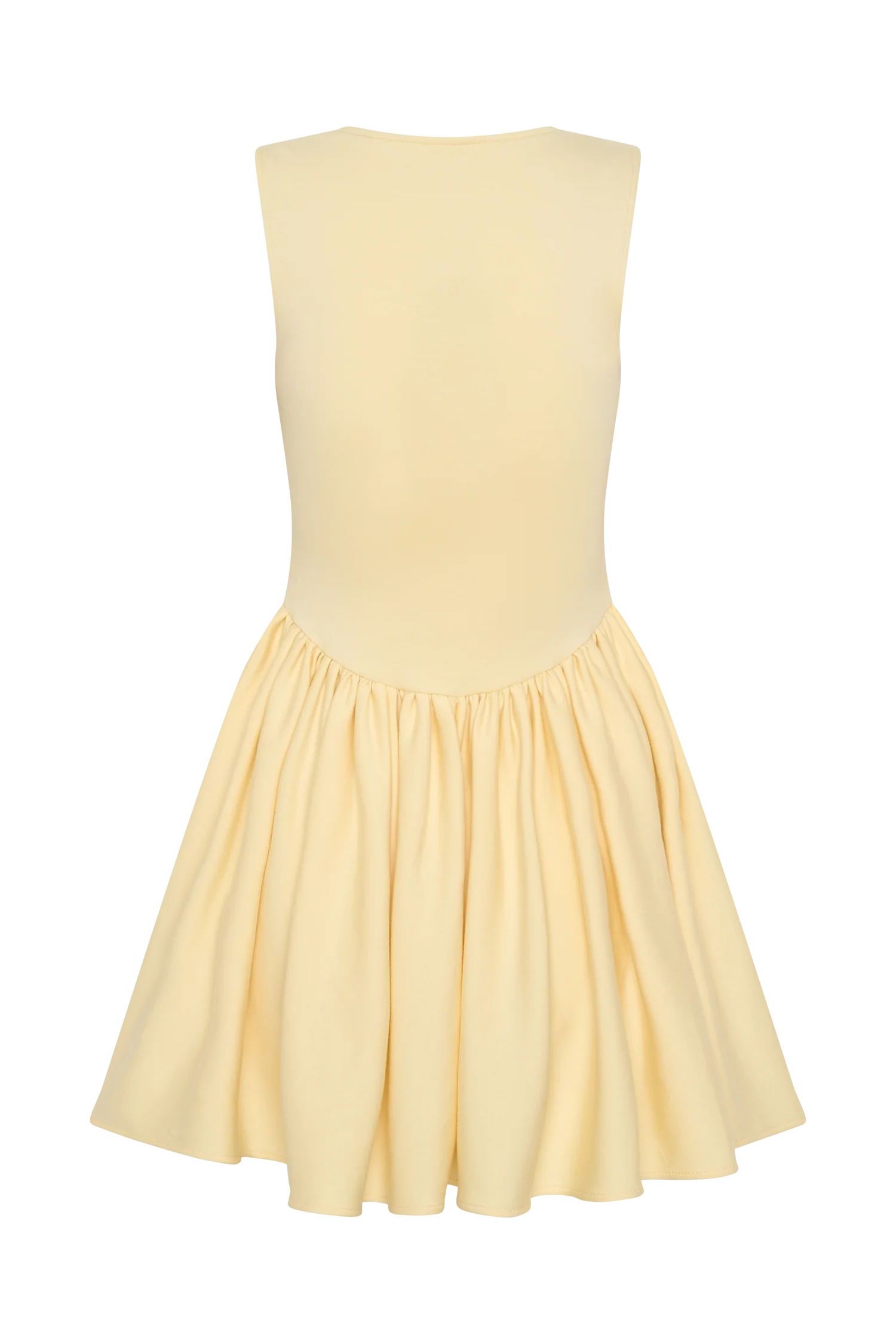 Sharon Scuba Jersey Mini Dress - Pastel Lemon - Image 6