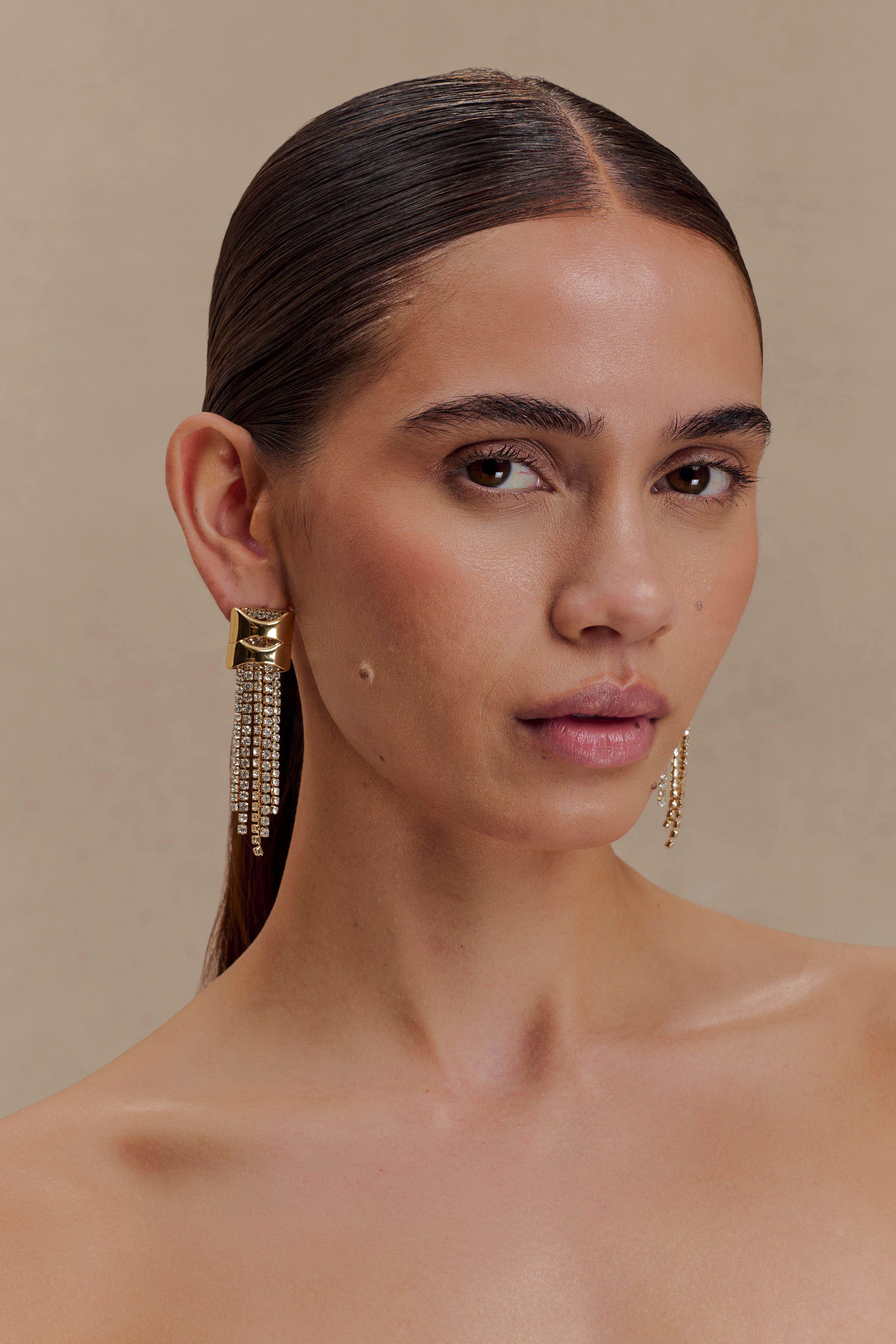 Shea Crystal Fringe Drop Earrings - Gold - Image 4