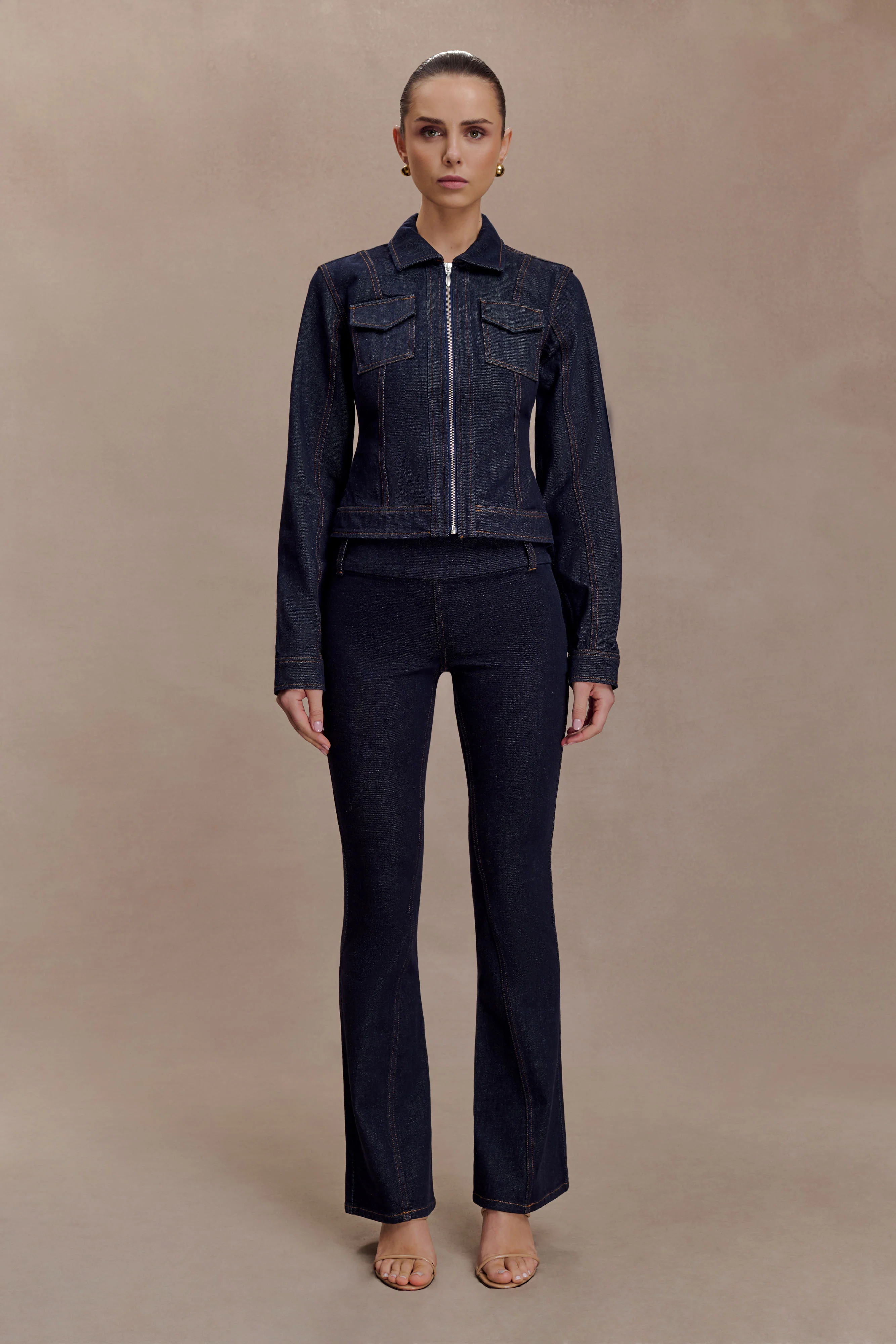 Shelly Flared Denim Jeans - Washed Indigo Blue - Image 7