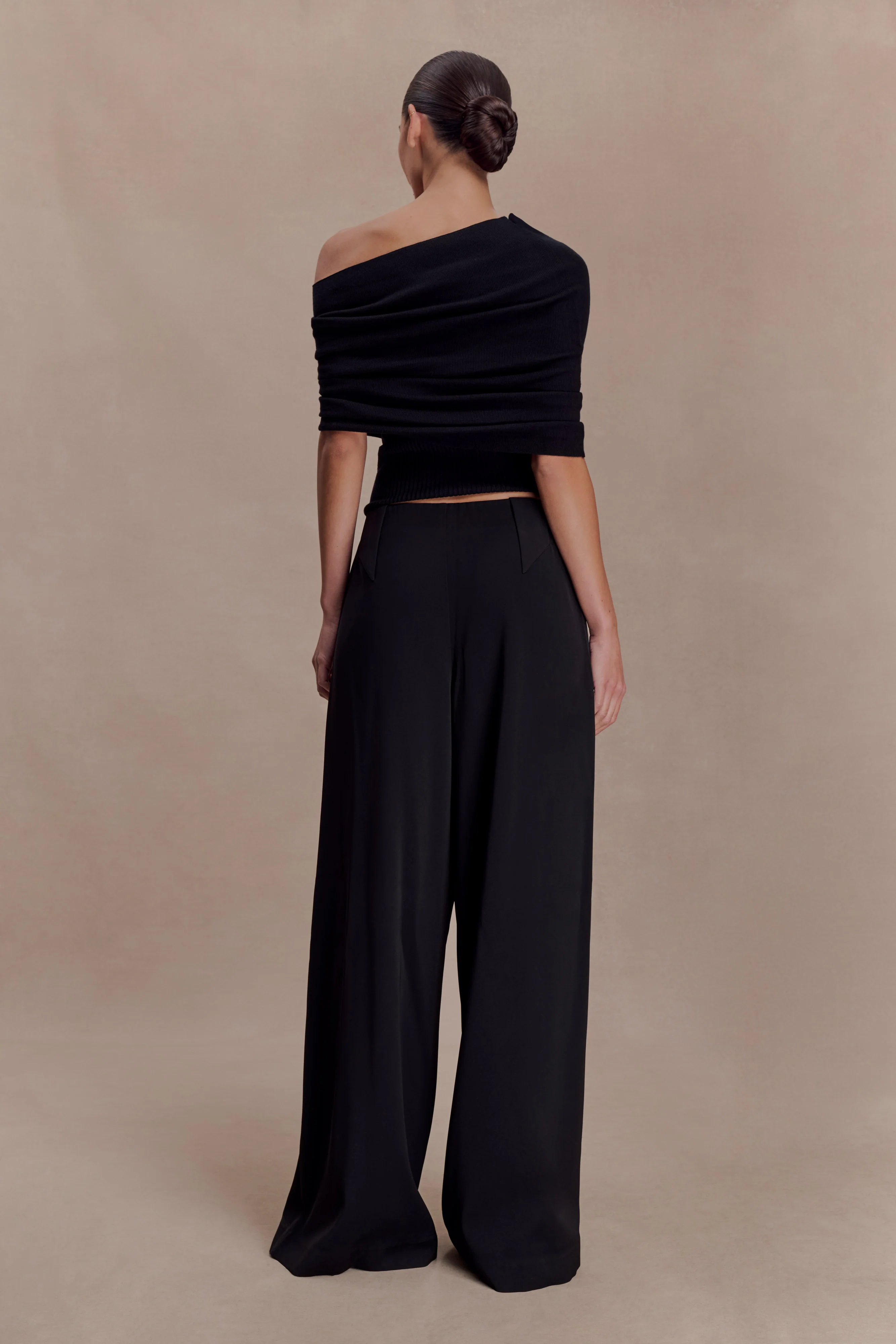 Sierra Asymmetrical Cashmere Blend Knit Top - Black - Image 2