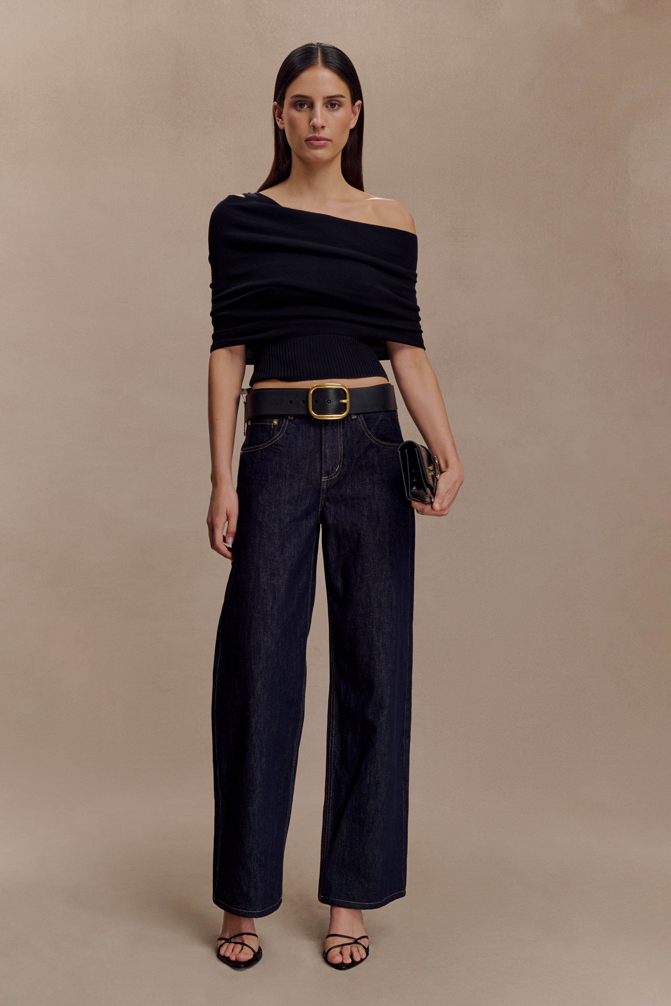 Sierra Asymmetrical Cashmere Blend Knit Top - Black - Image 7