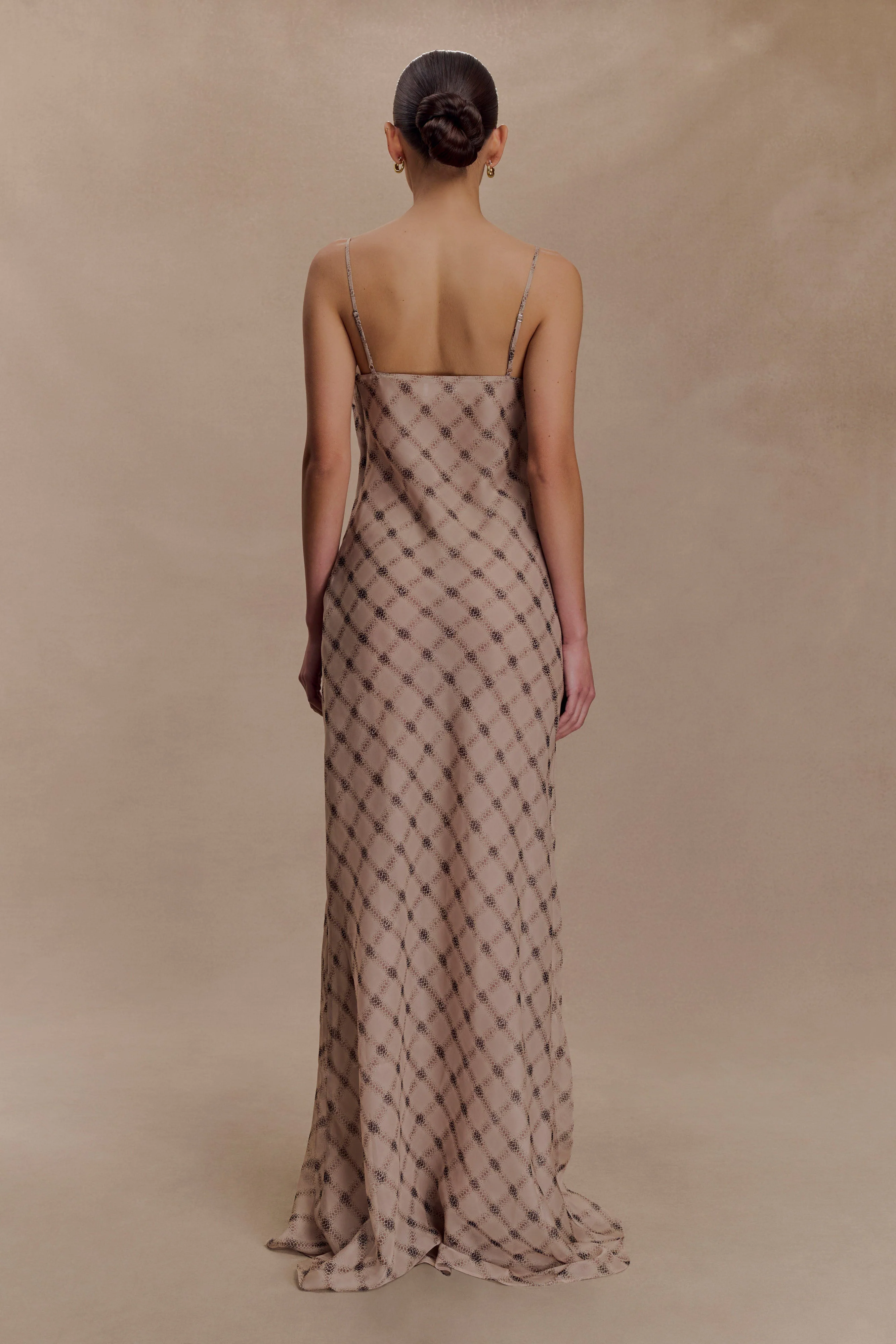 Silvana Chiffon Maxi Dress - Snake Check Print Mocha - Image 2