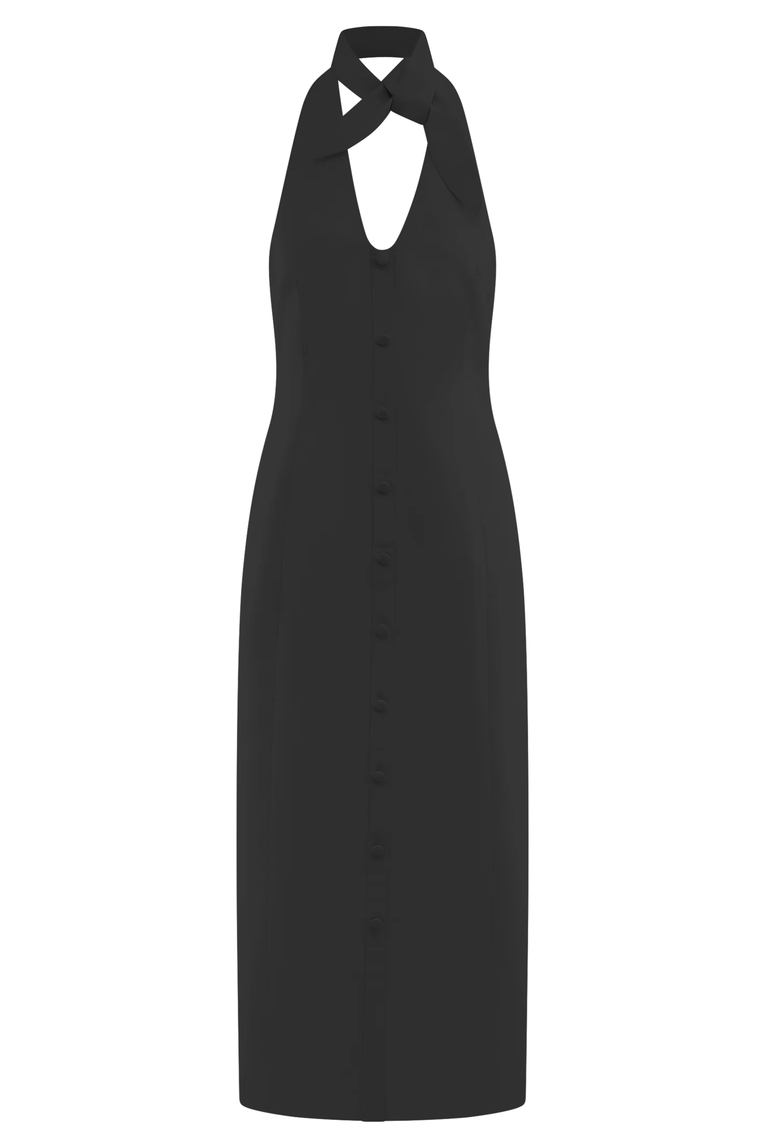 Simona Halter Neck Midi Dress - Black - Image 9