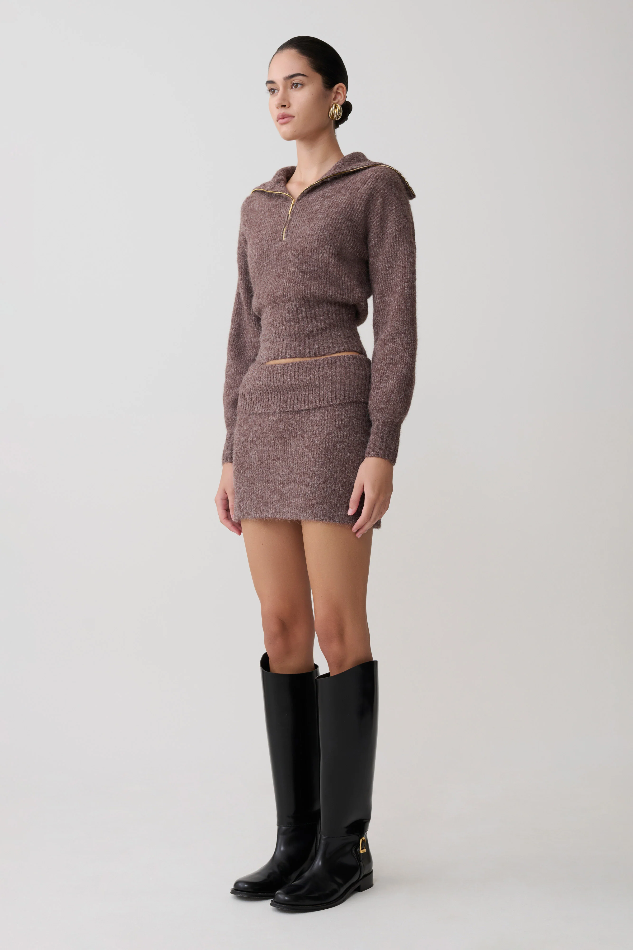 Skylaine Knit Mini Skirt - Brown Marle - Image 4