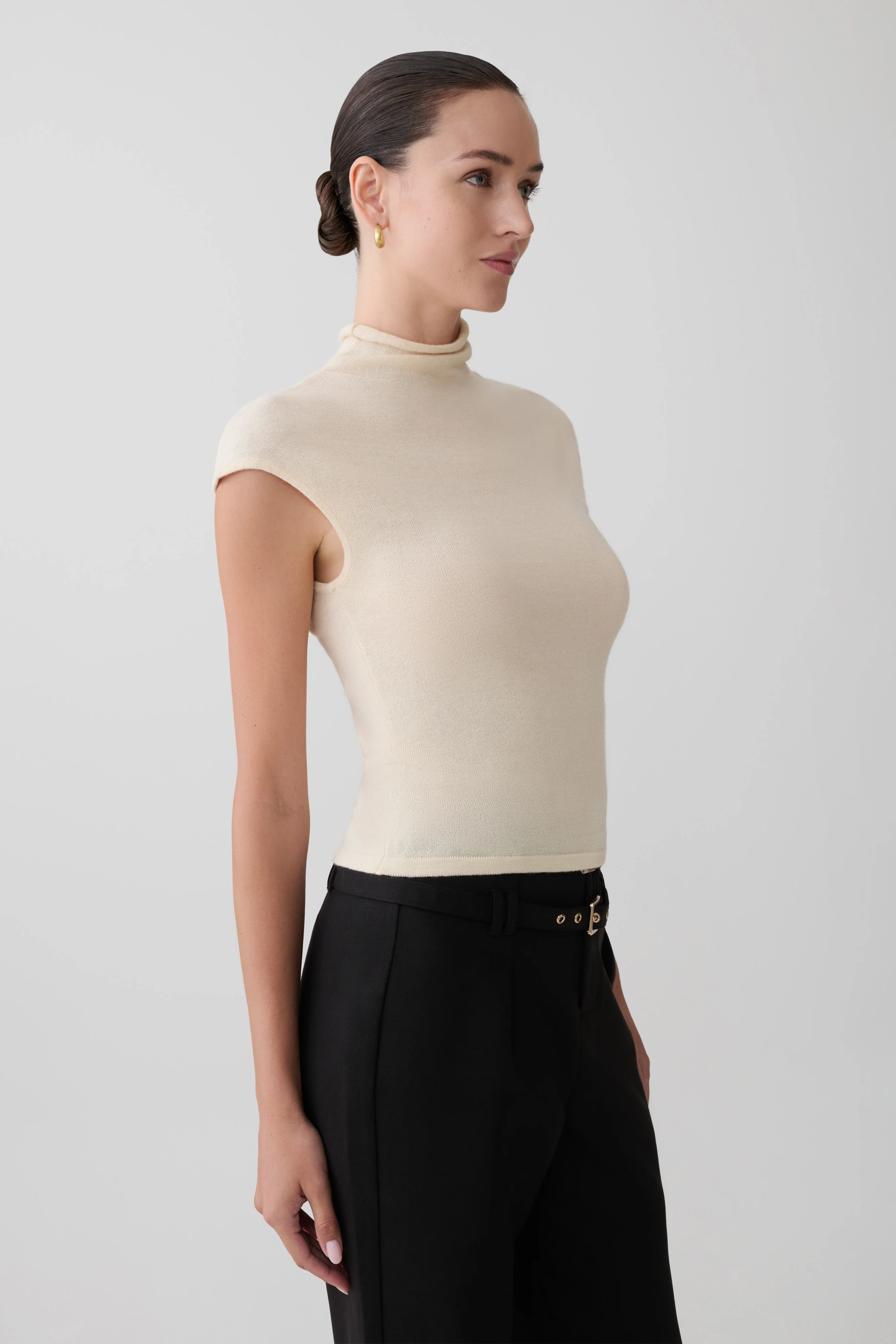 Sonny Short Sleeve Knit Top - Cream - Image 4