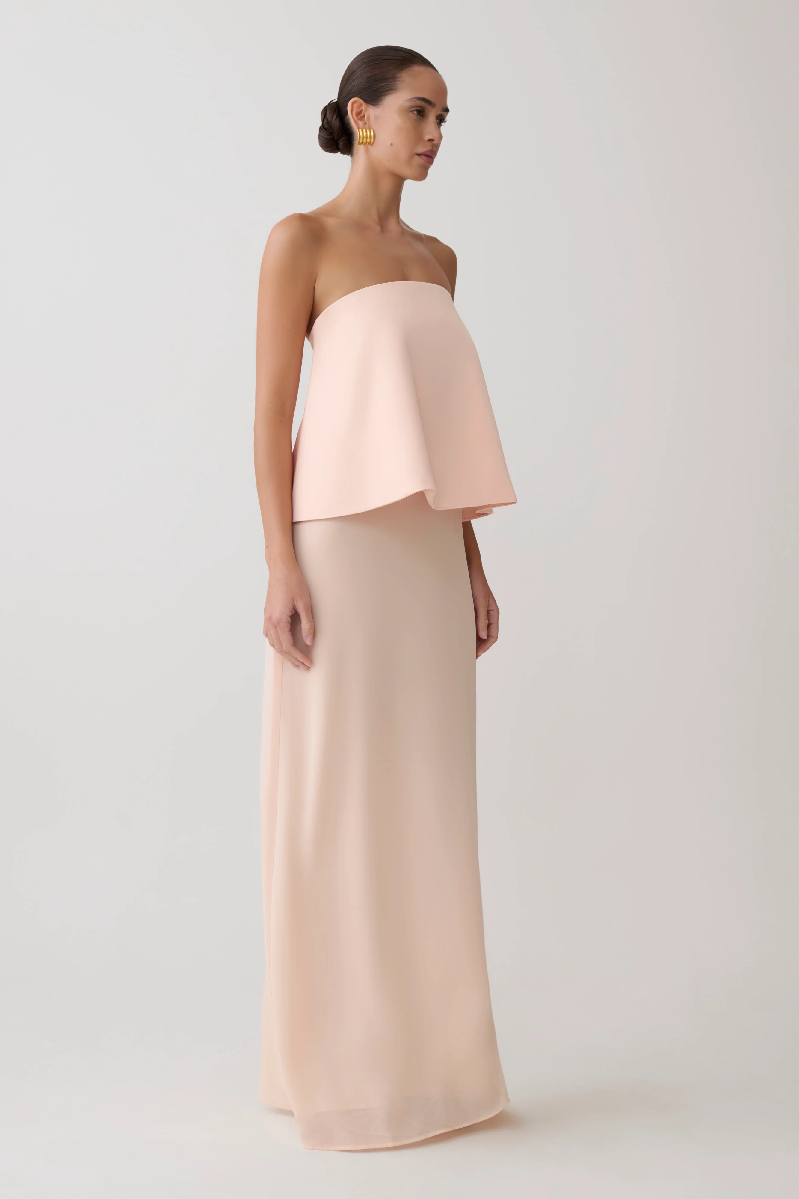 Sophia Satin Strapless Maxi Dress - Peach - Image 4