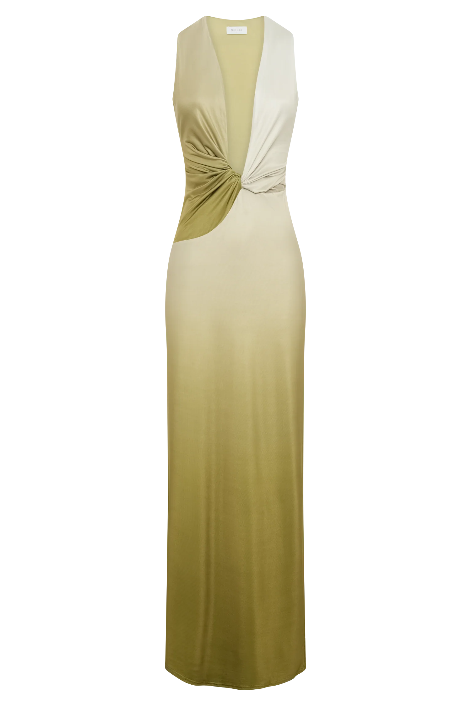 Stella Draped Slinky Maxi Dress - Ombre Vintage Olive - Image 8