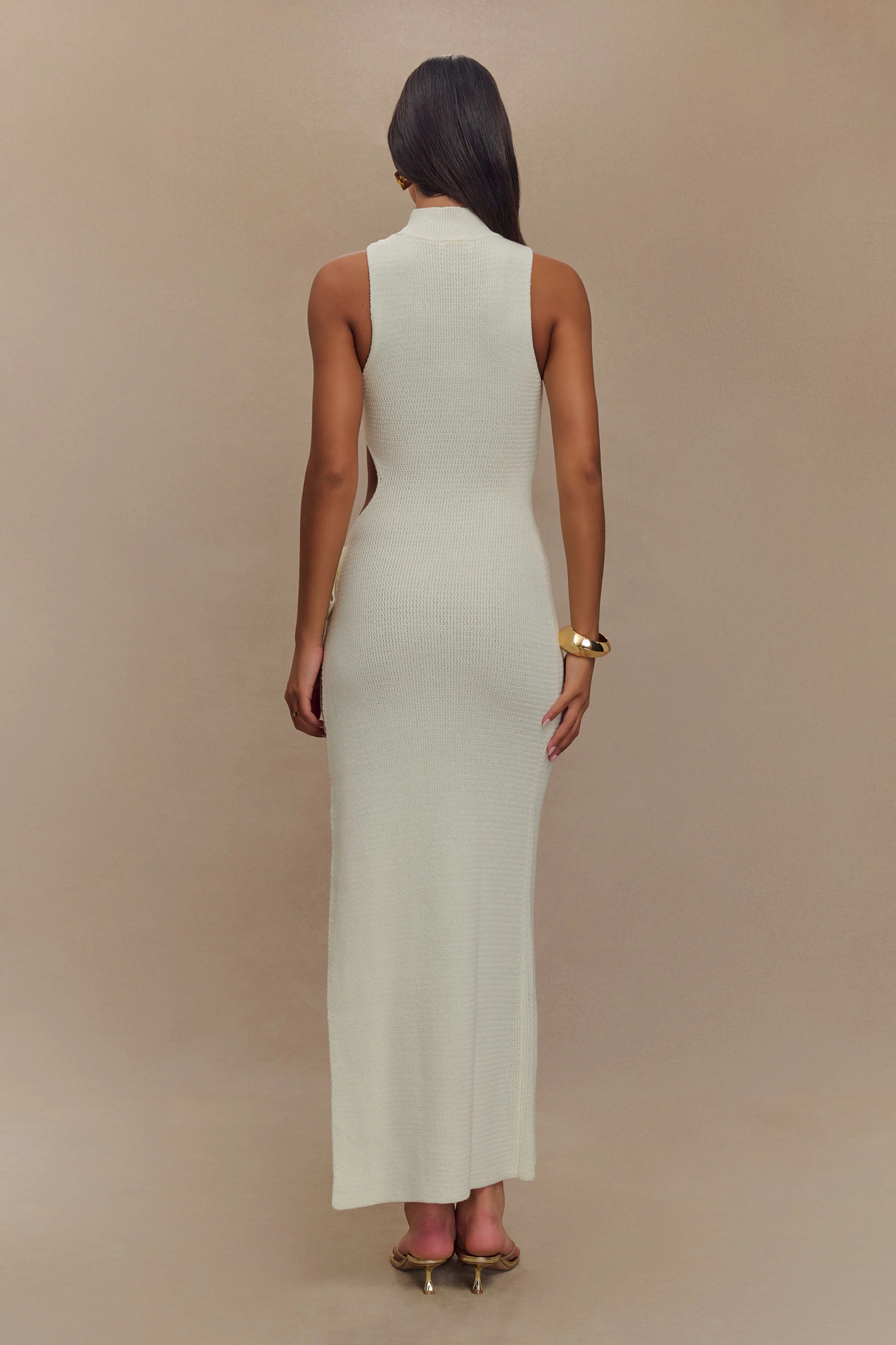 Stephanie Cut Out Knit Maxi Dress - Ivory - Image 2