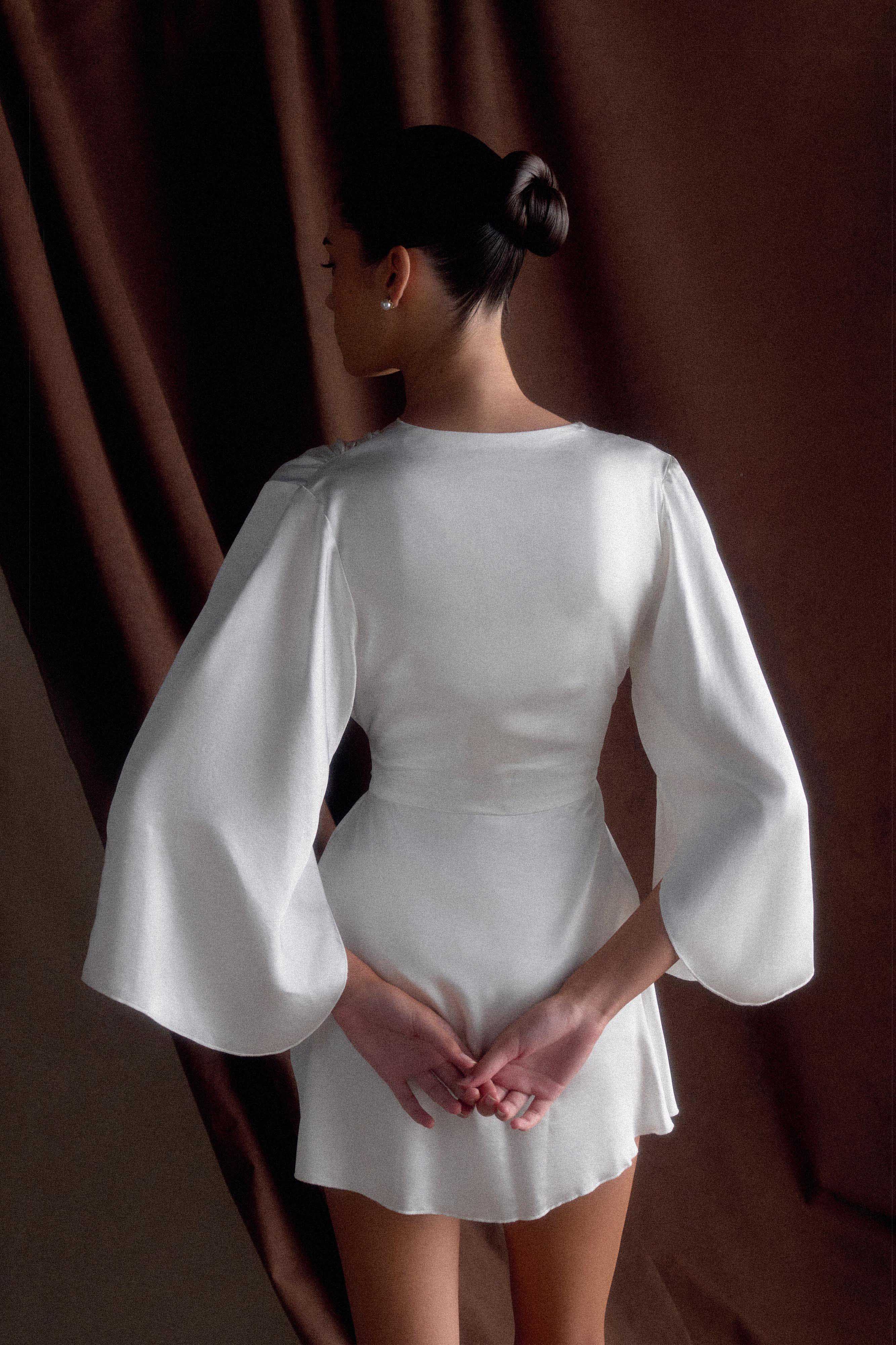 Sterling Satin Bridal Robe - Ivory - Image 5