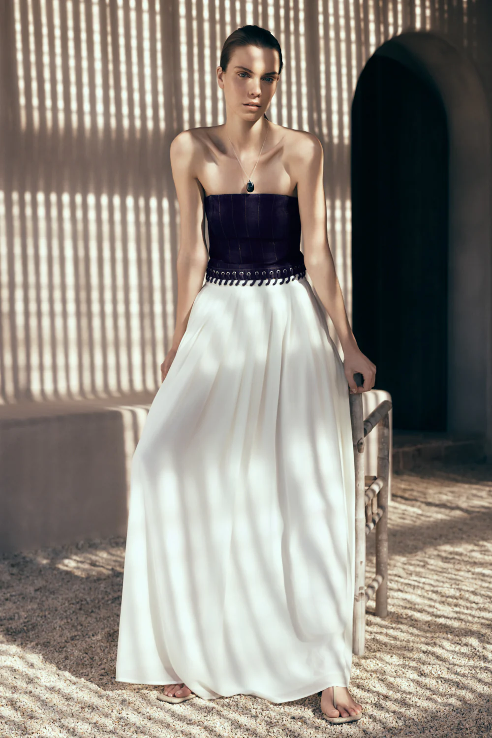 Suella Chiffon Denim Maxi Dress - Indigo Blue - Image 4