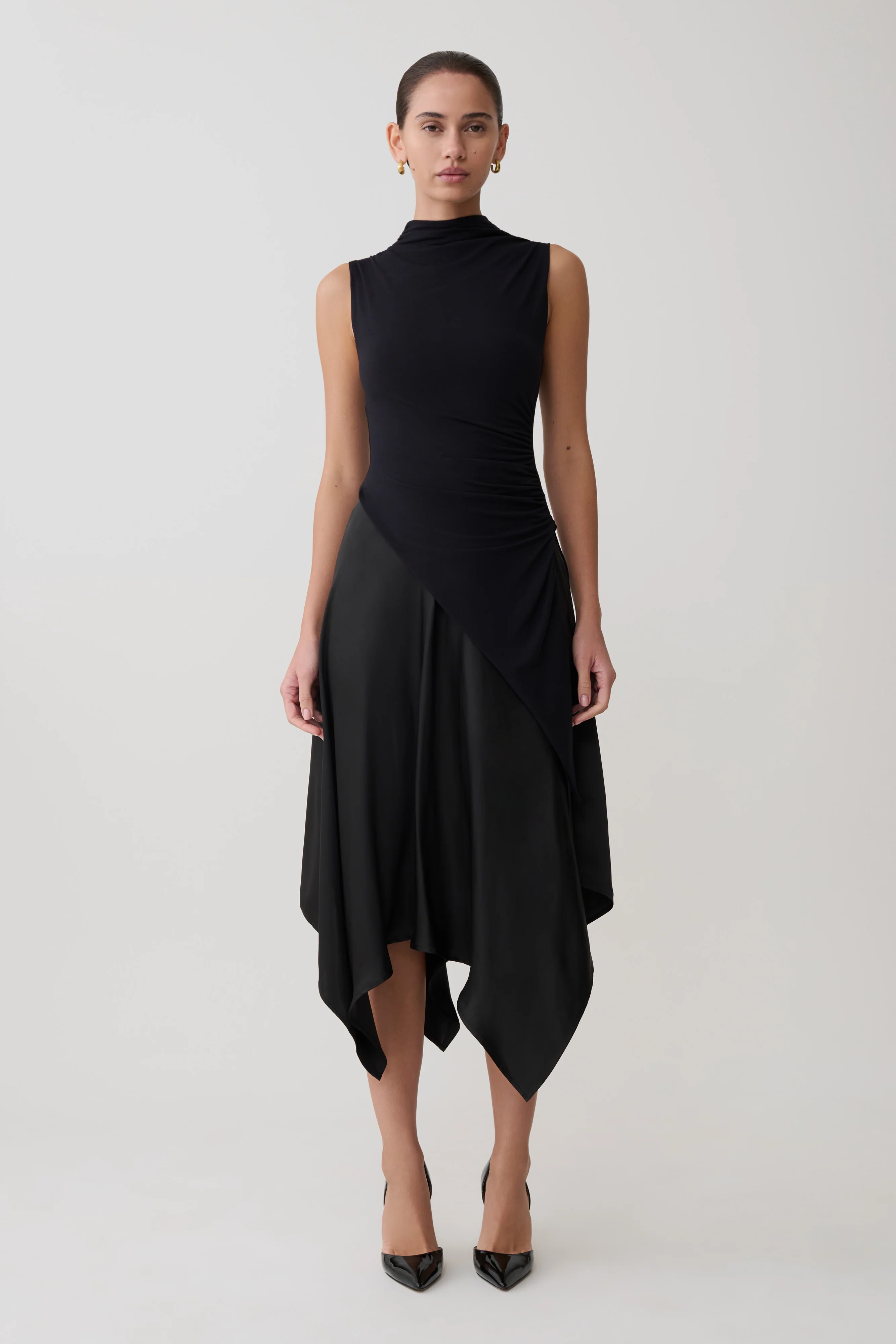Suong High Neck Gathered Top - Black - Image 8