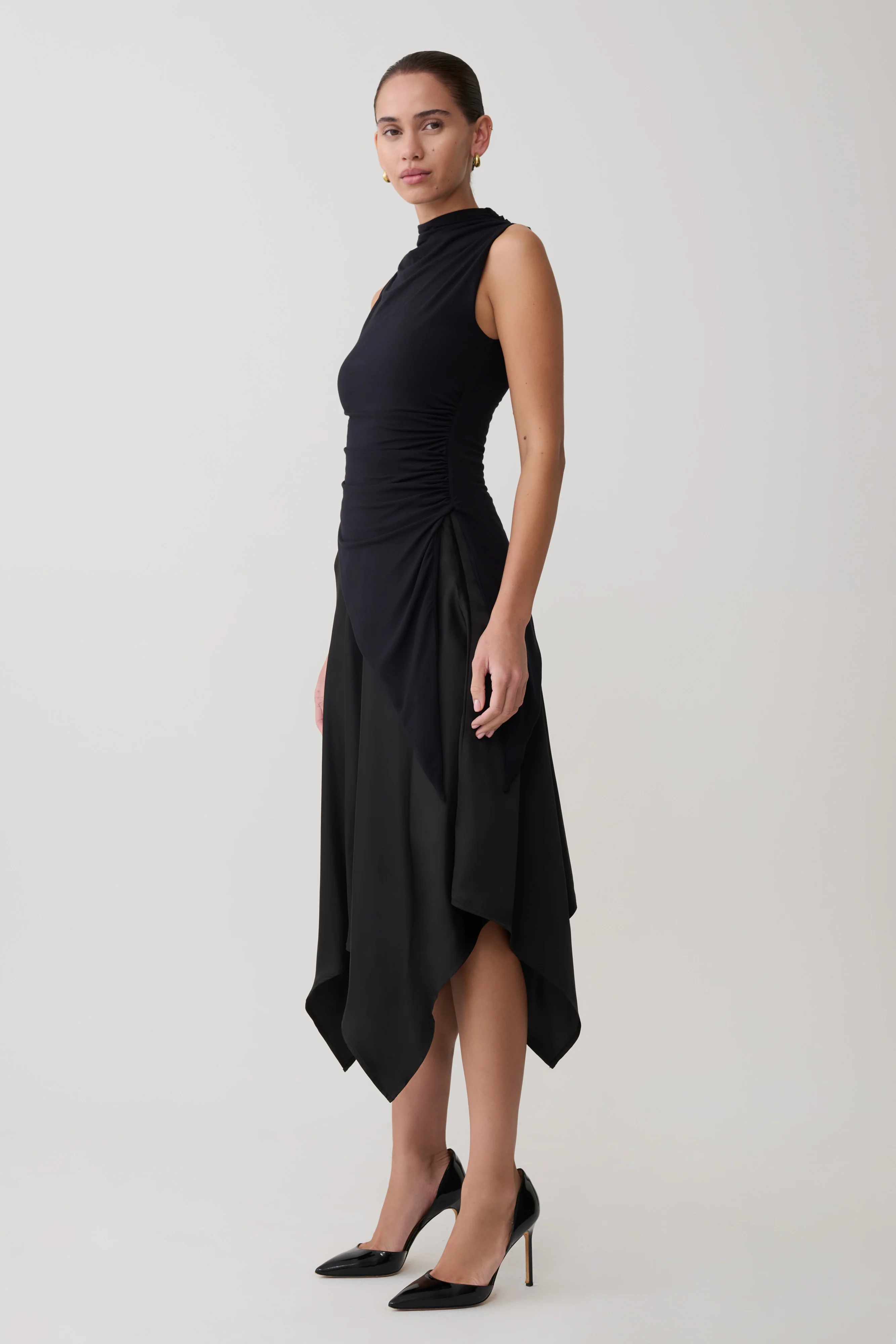 Suong High Neck Gathered Top - Black - Image 9