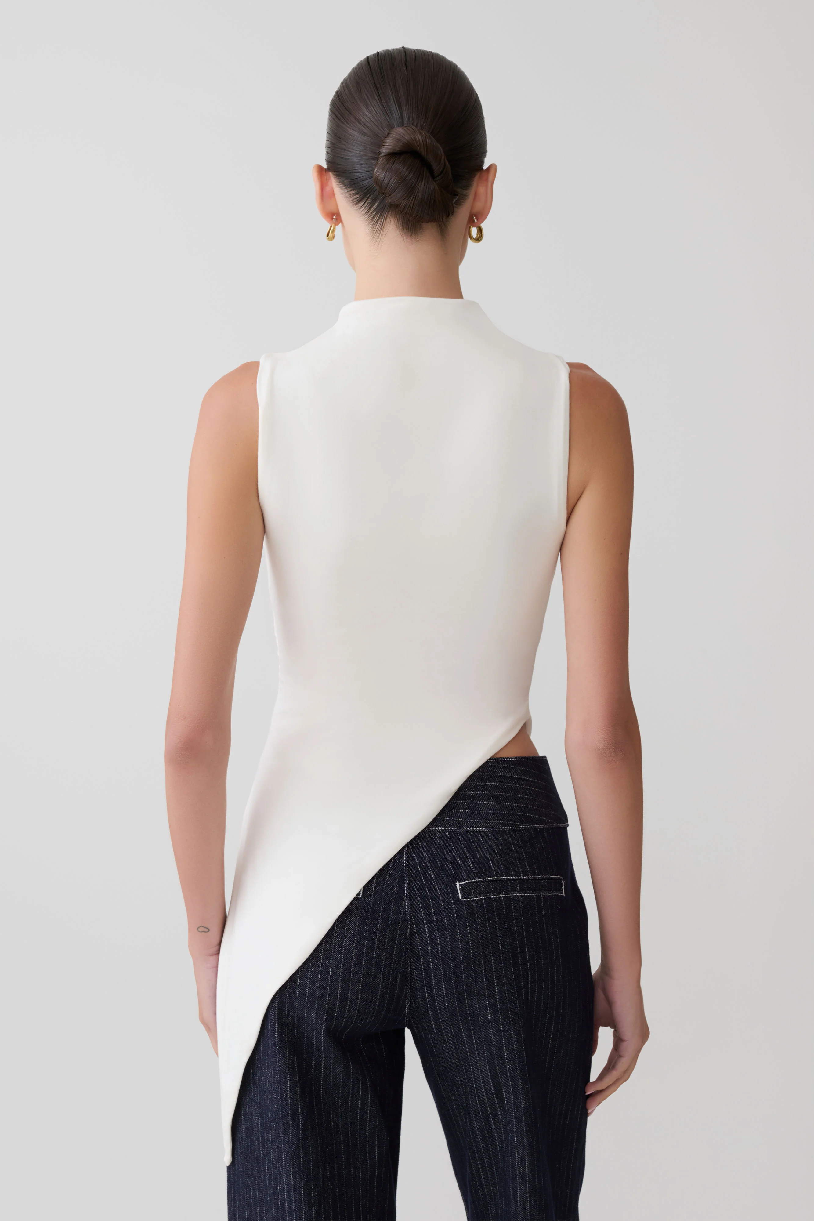Suong High Neck Gathered Top - White - Image 2