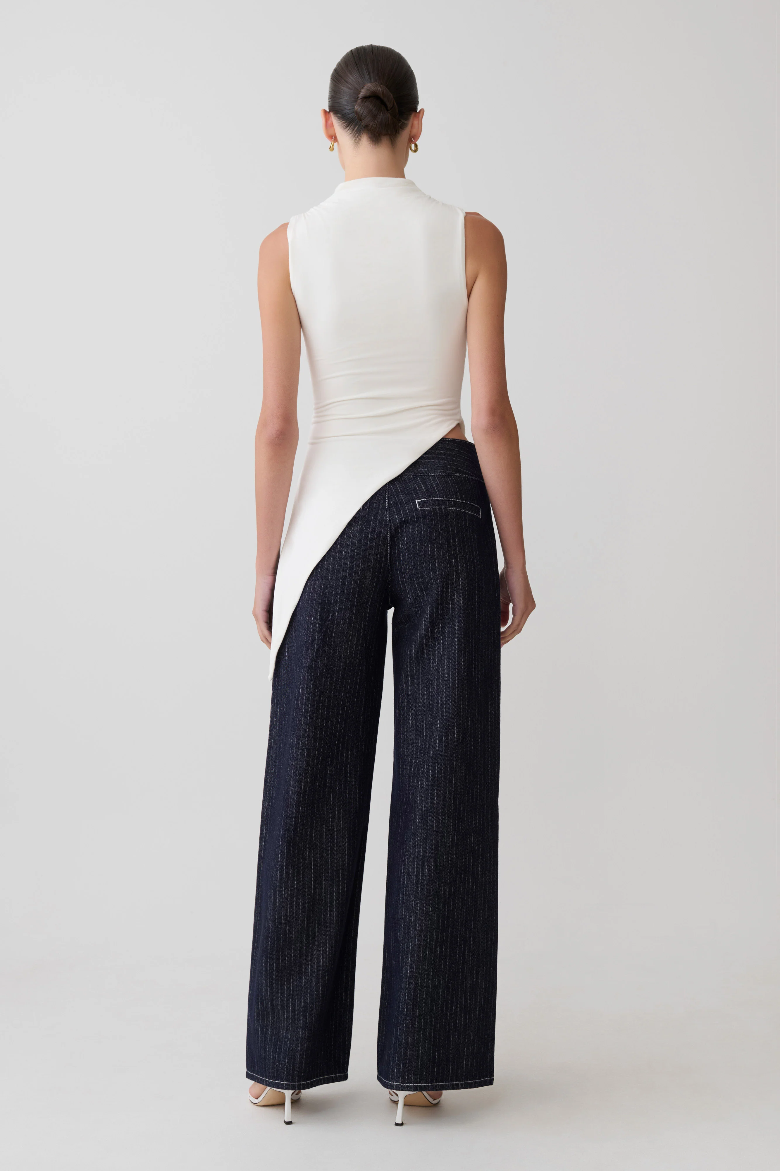 Suong High Neck Gathered Top - White - Image 6