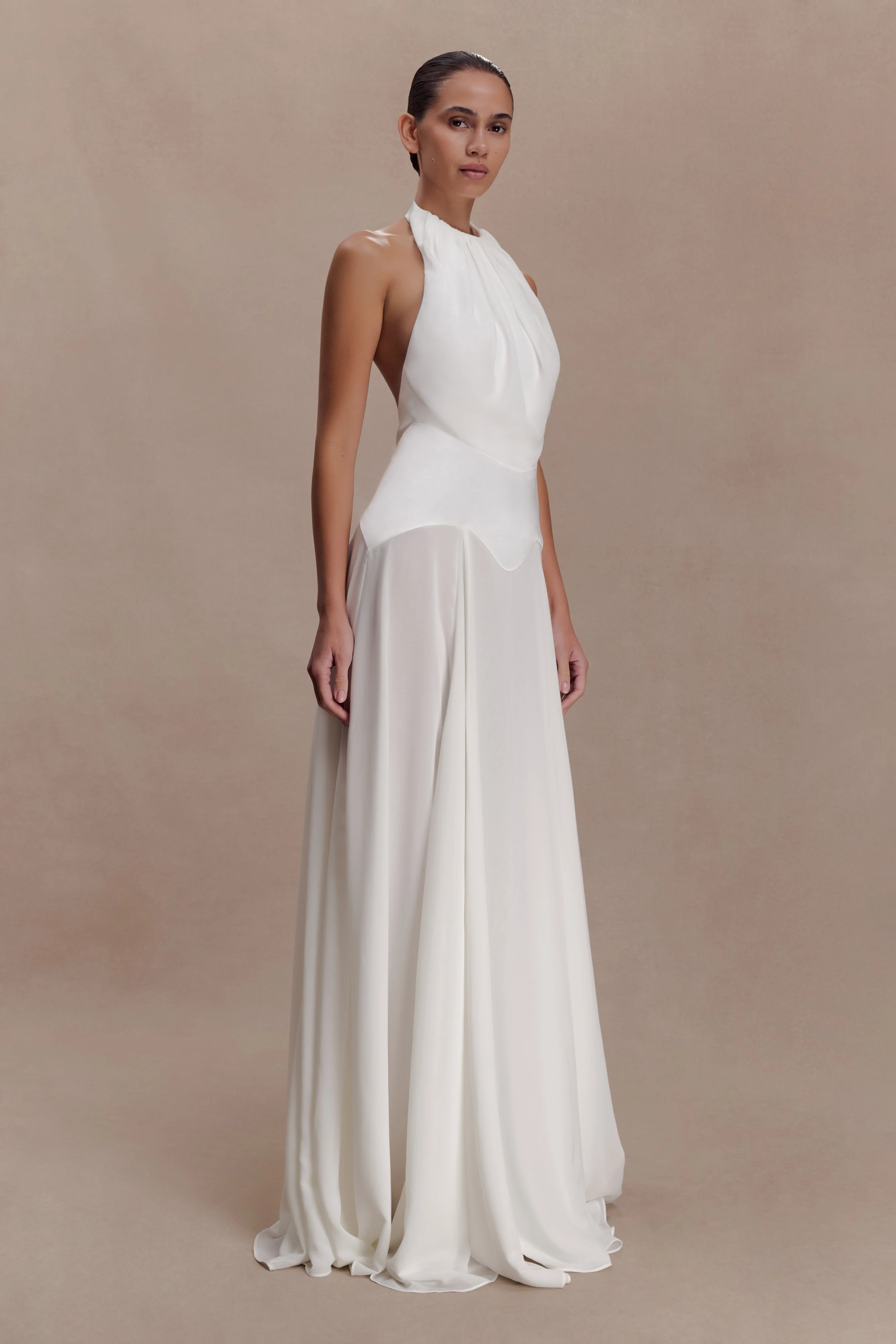 Susan Chiffon Halter Maxi Dress - Ivory - Image 5
