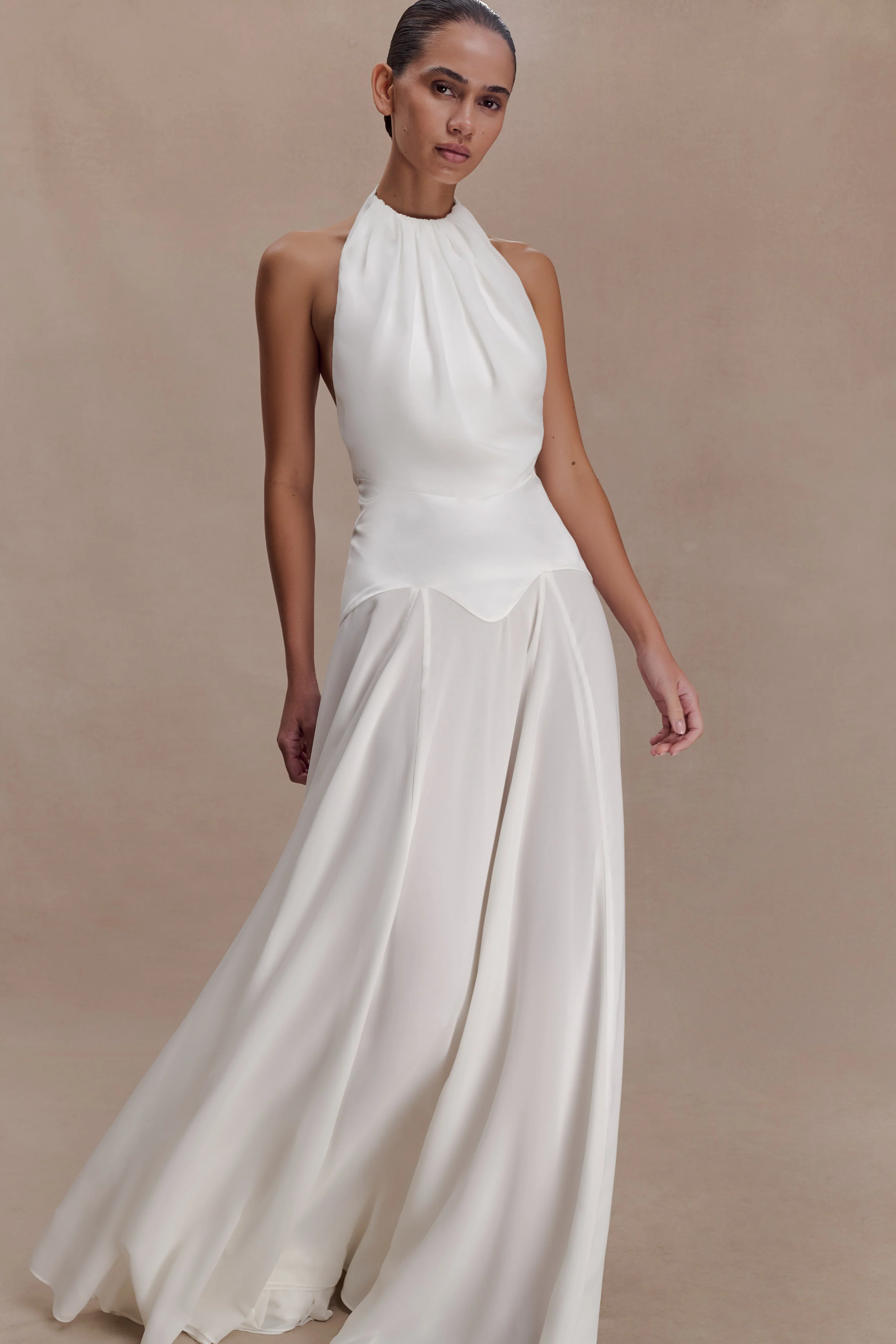 Susan Chiffon Halter Maxi Dress - Ivory - Image 6