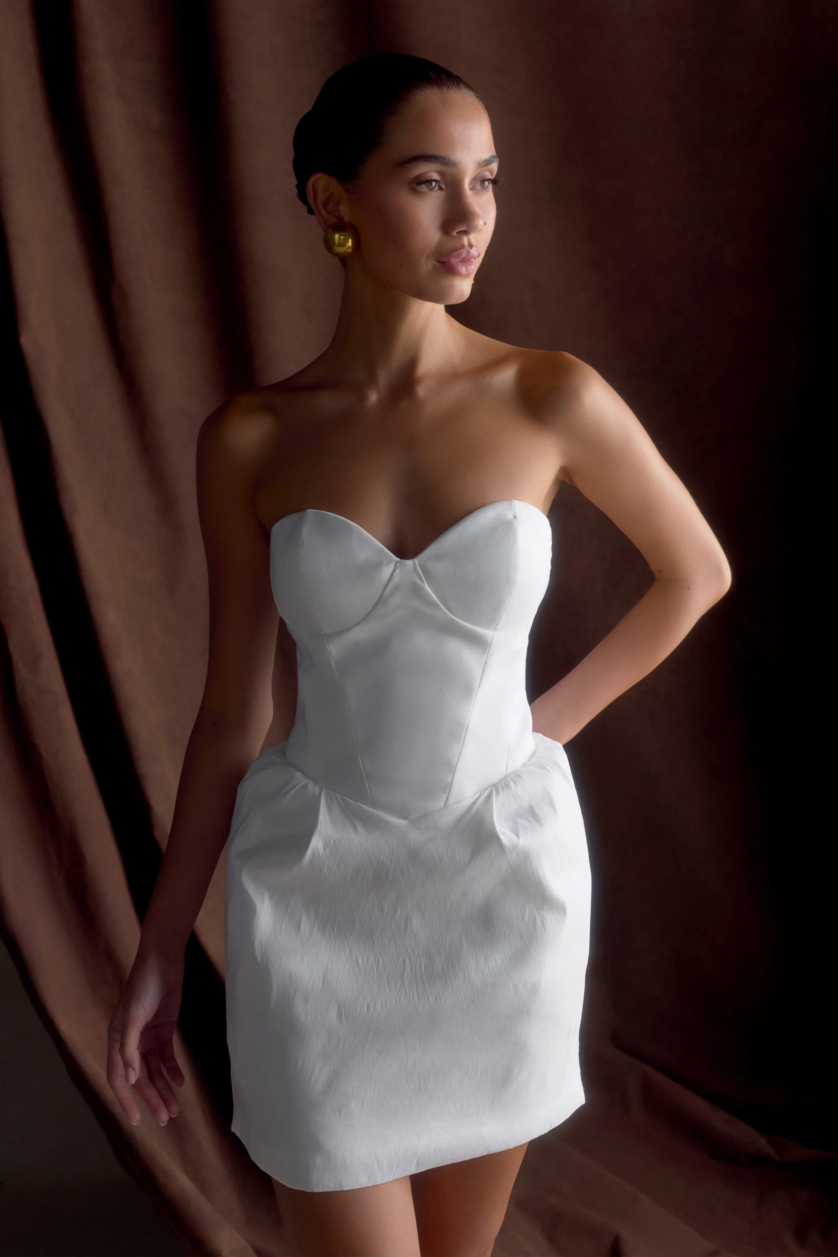 Suzette Taffeta Bow Mini Dress - White - Image 10