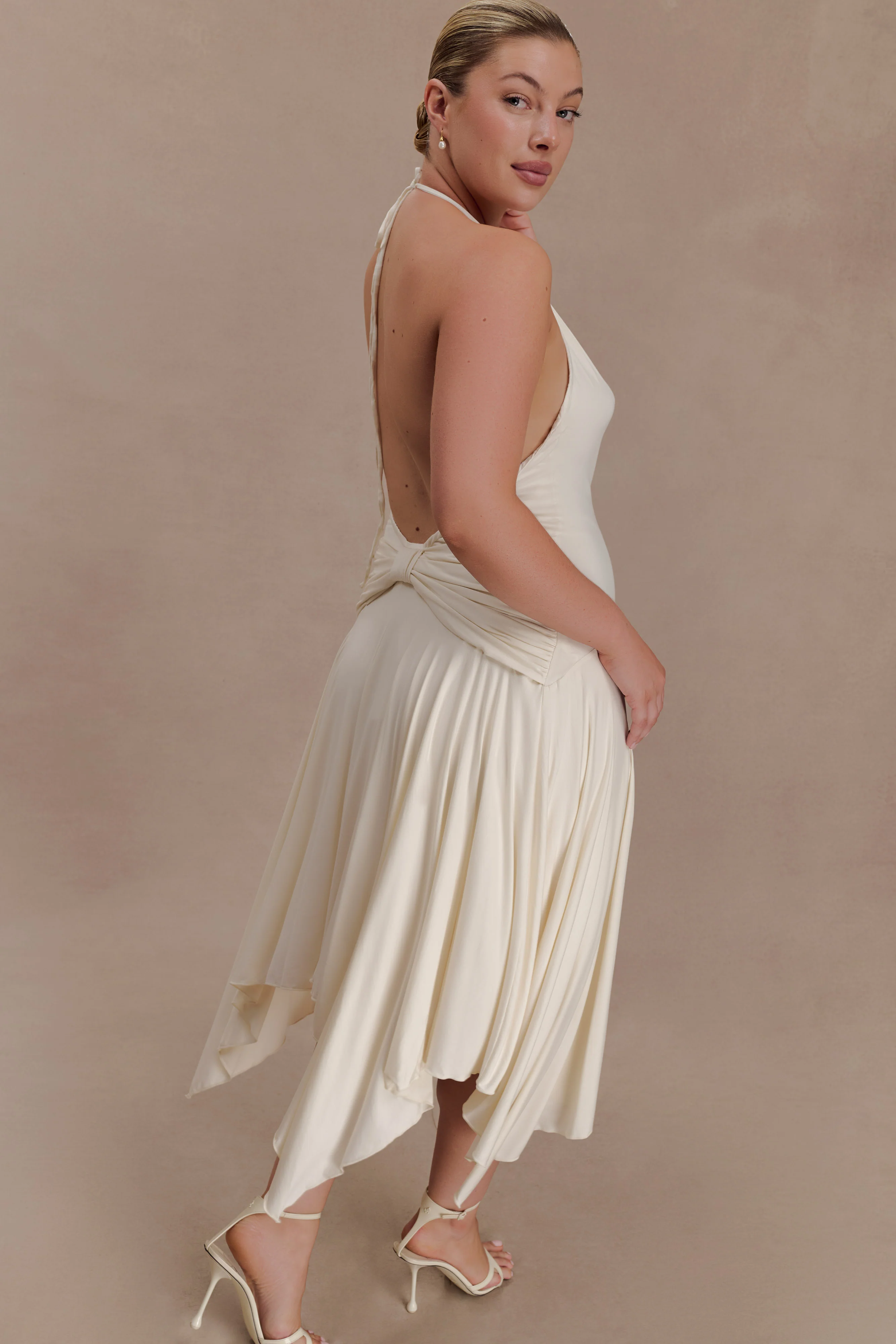 Sylvie Modal Hankie Midi Dress - Ivory - Image 7
