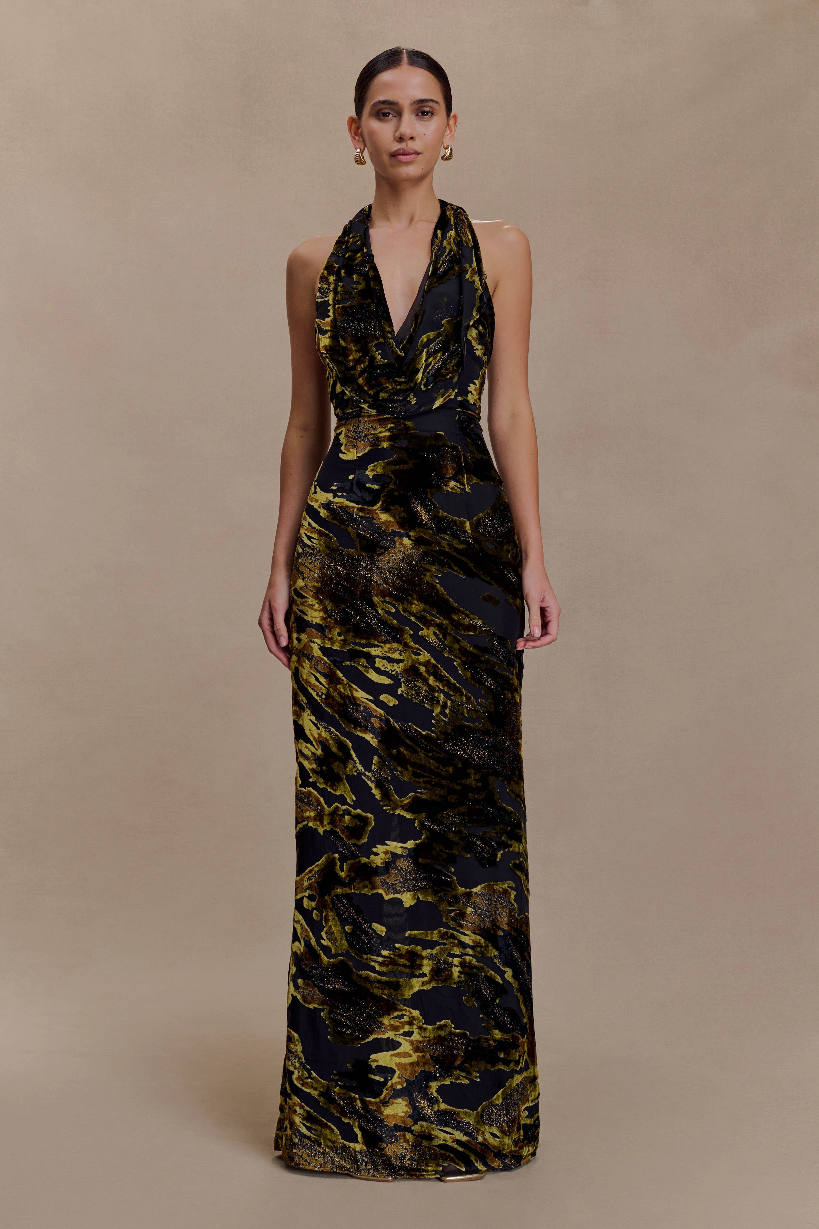 Talila Cowl Front Maxi Dress - Velvet Burnout - Image 2
