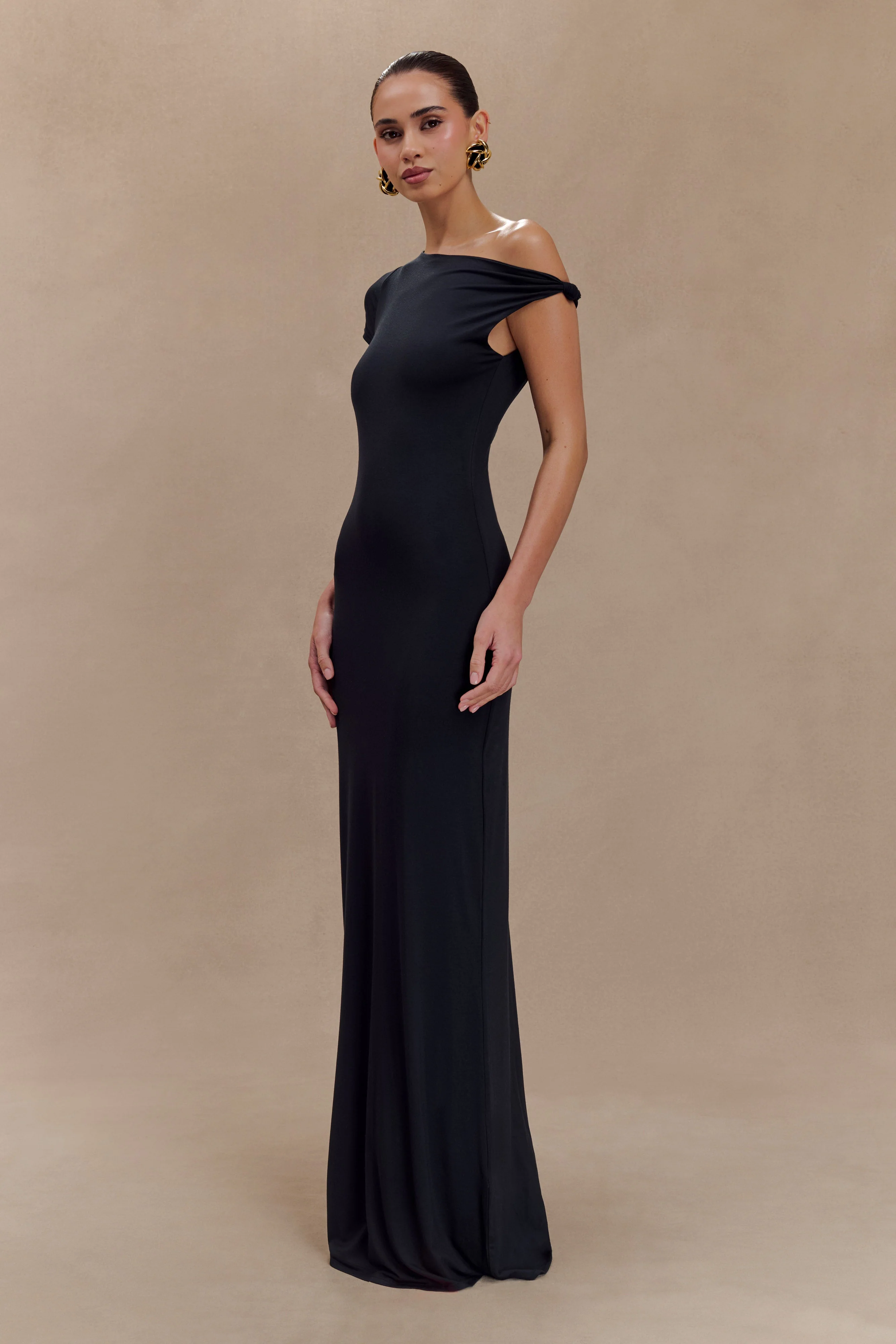 Tamsin Short Sleeve Modal Maxi Dress - Black - Image 3