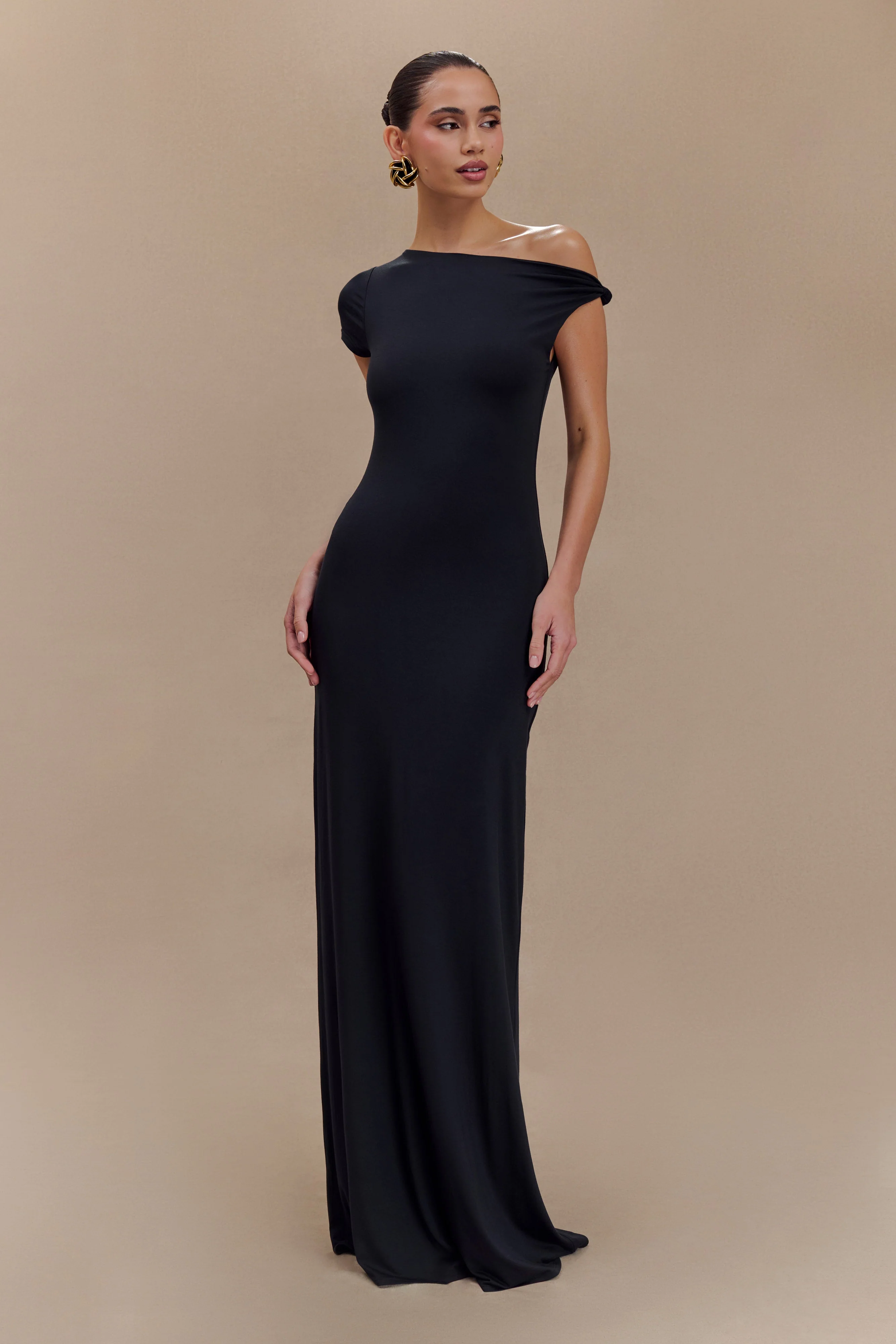 Tamsin Short Sleeve Modal Maxi Dress - Black - Image 4