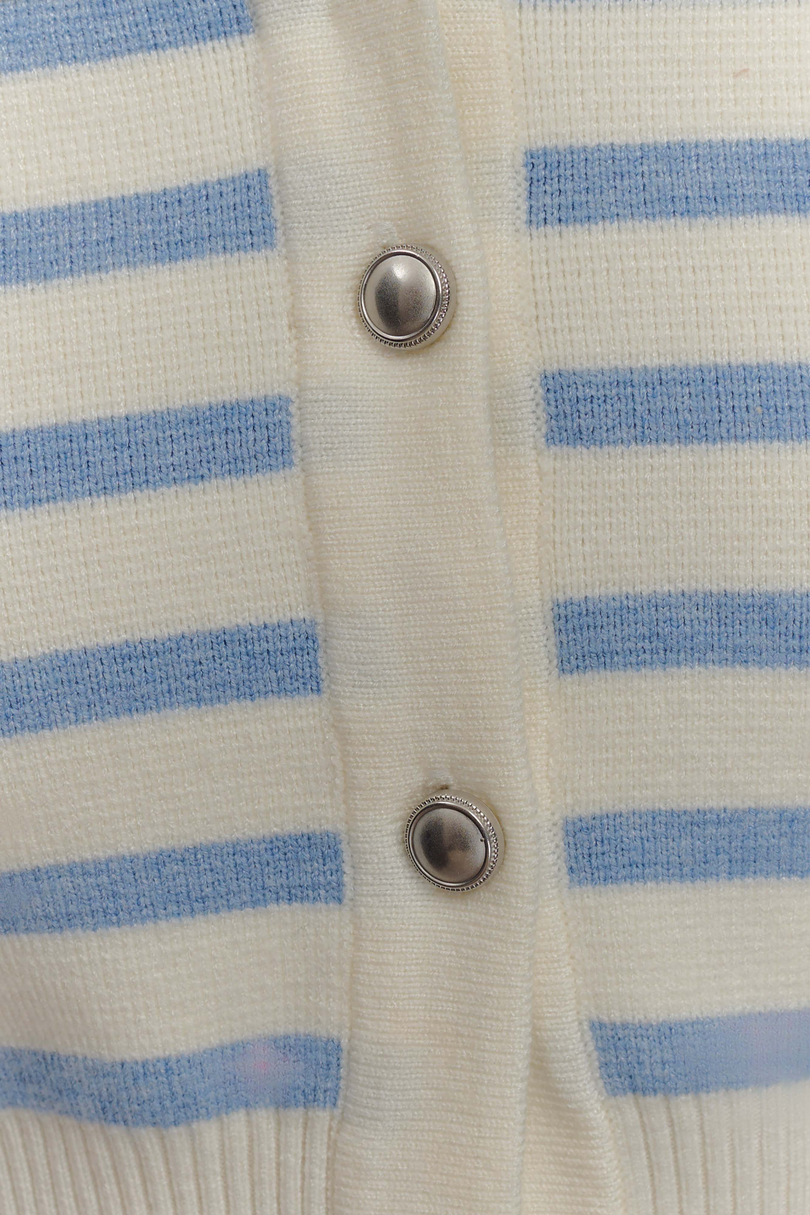 Tanner Striped Knit Cardigan - Light Blue/White - Image 7