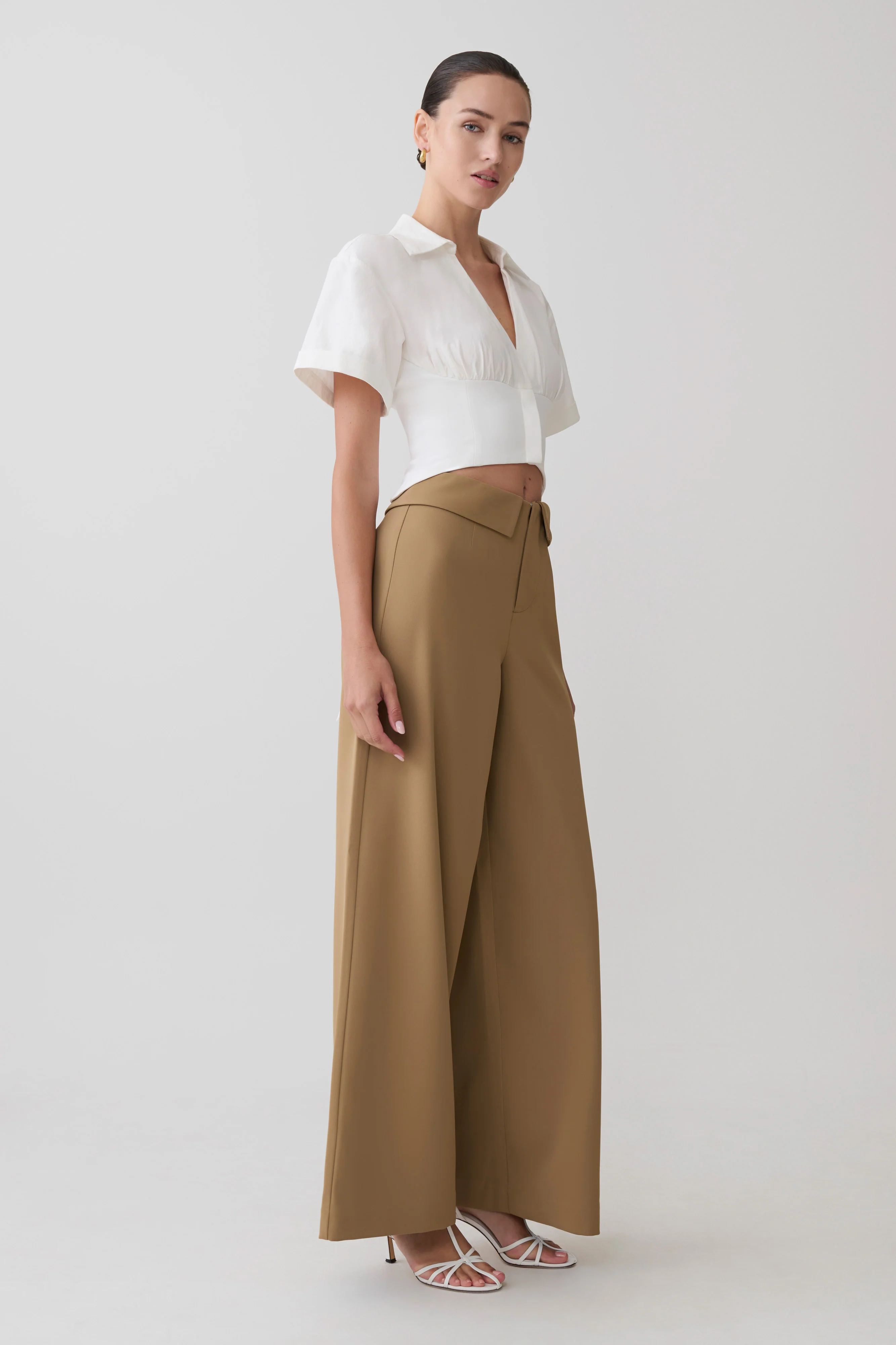Tanya Wide Leg Suiting Pants - Camel - Image 3