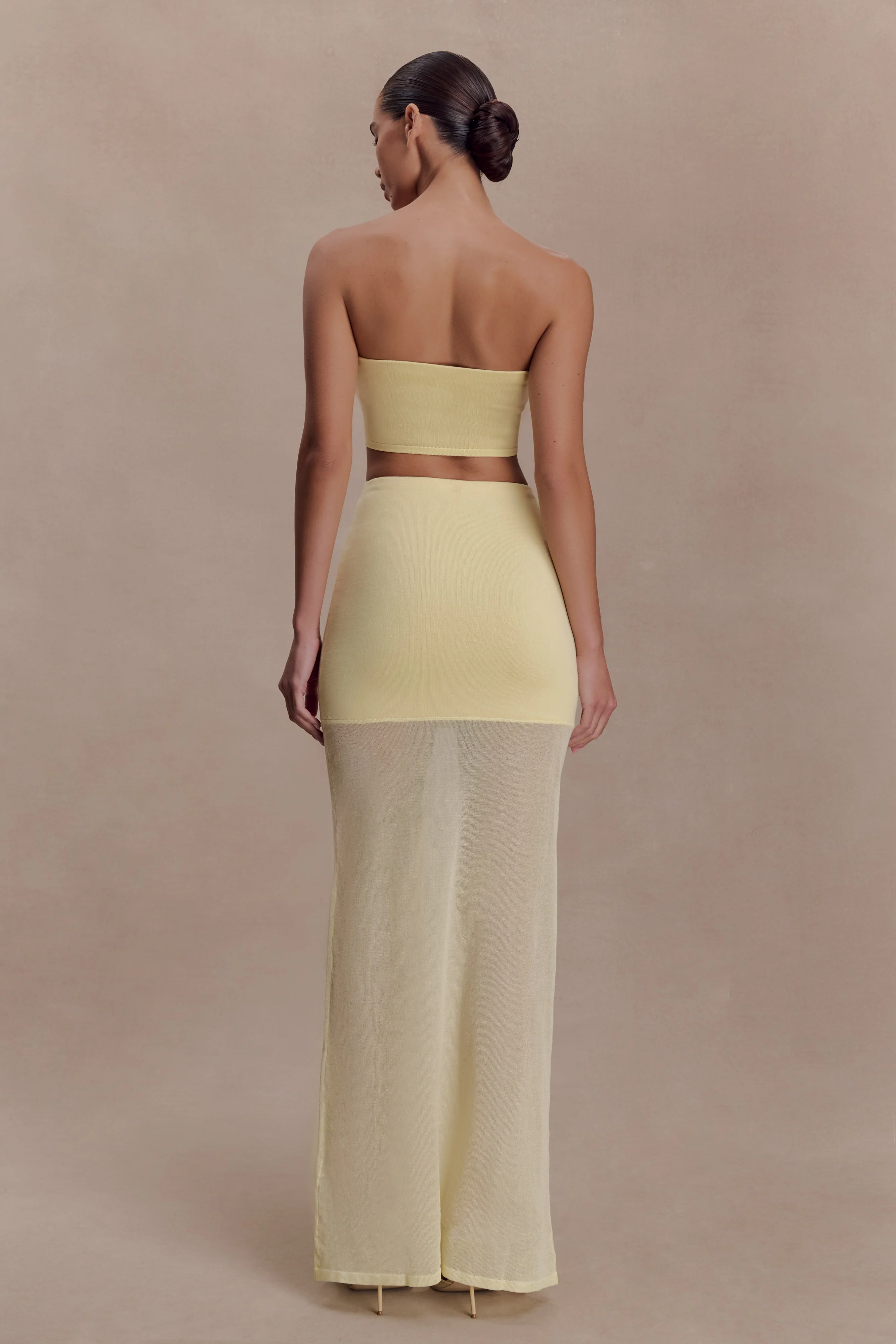 Tanyel Sheer And Bandage Knit Maxi Skirt - Lemon - Image 2