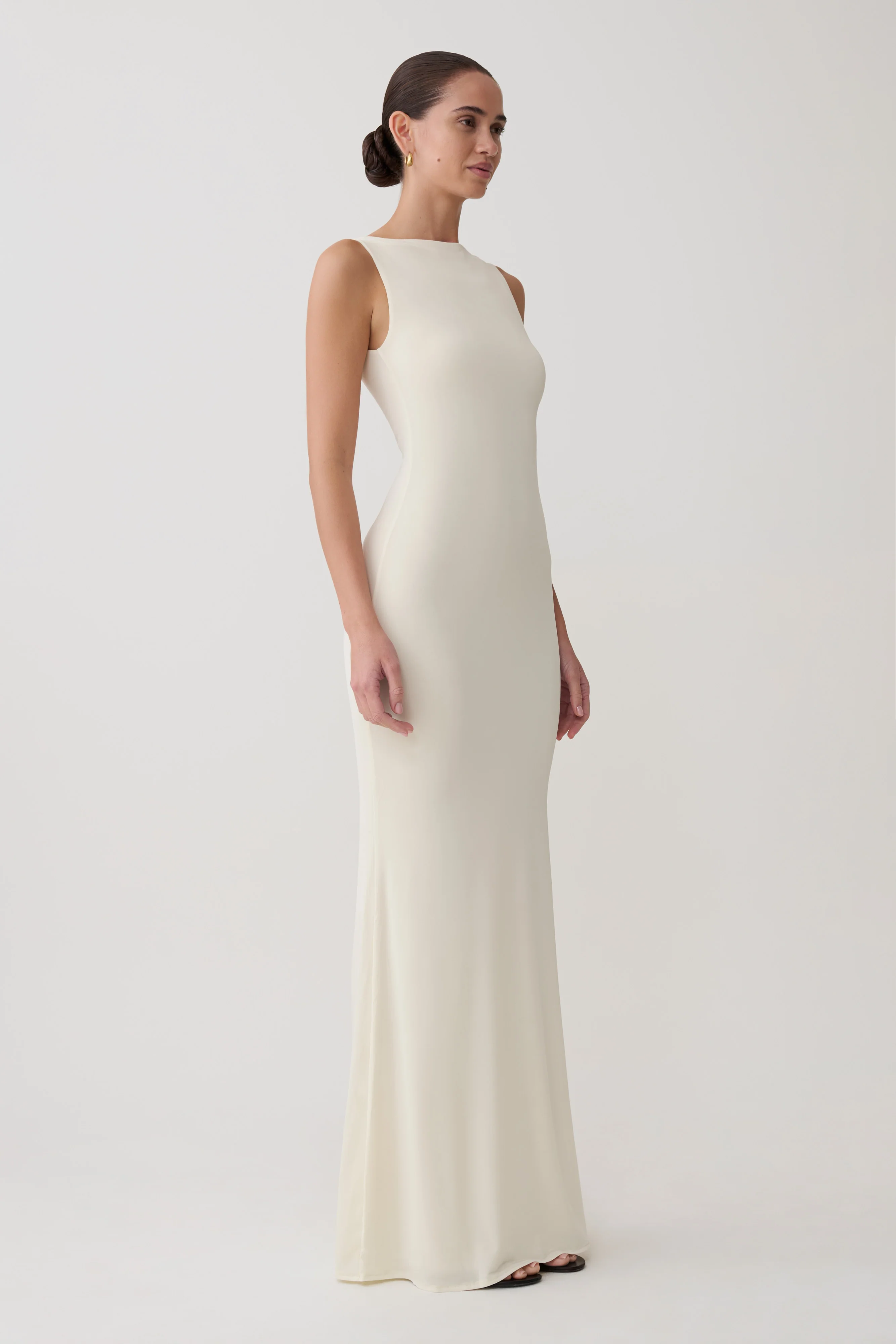 Tarna Sleeveless Slinky Maxi Dress - Bone - Image 3