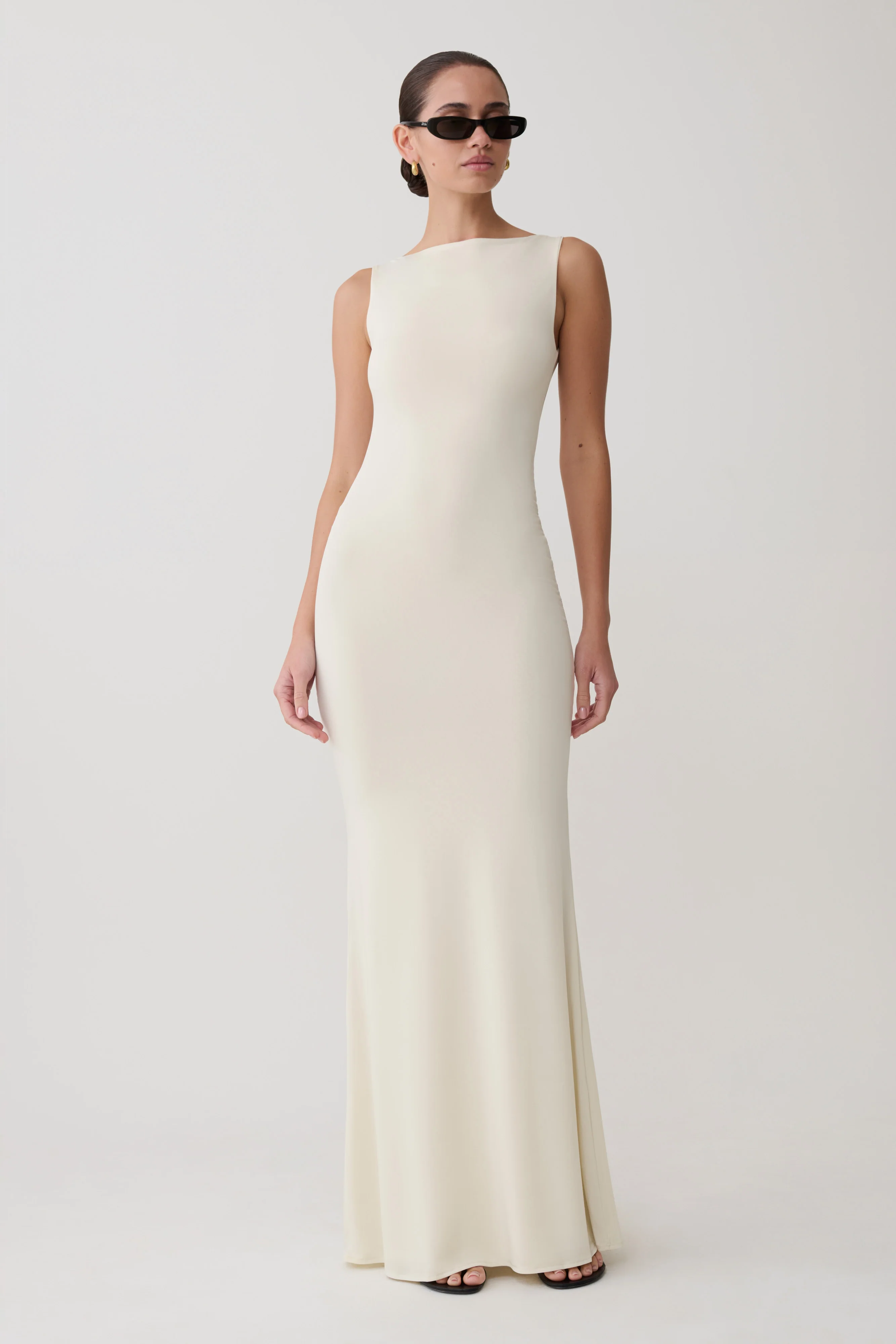 Tarna Sleeveless Slinky Maxi Dress - Bone - Image 4