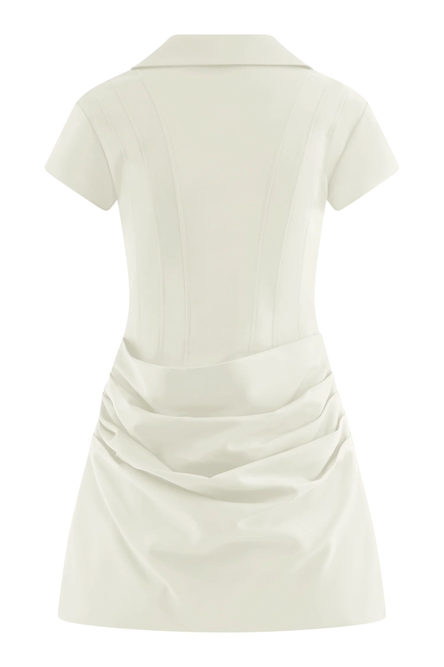 Tarryn Collared Cotton Mini Dress - White - Image 9