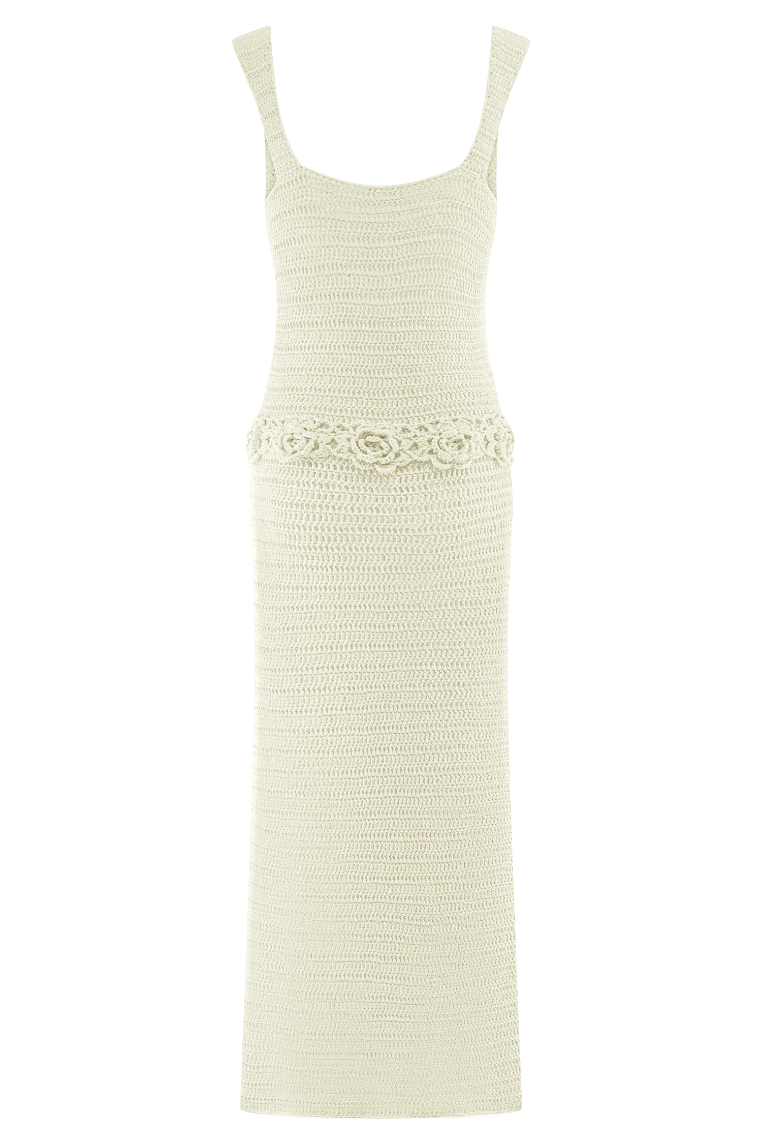 Teagan Floral Hand Crochet Midi Dress - Ivory - Image 10
