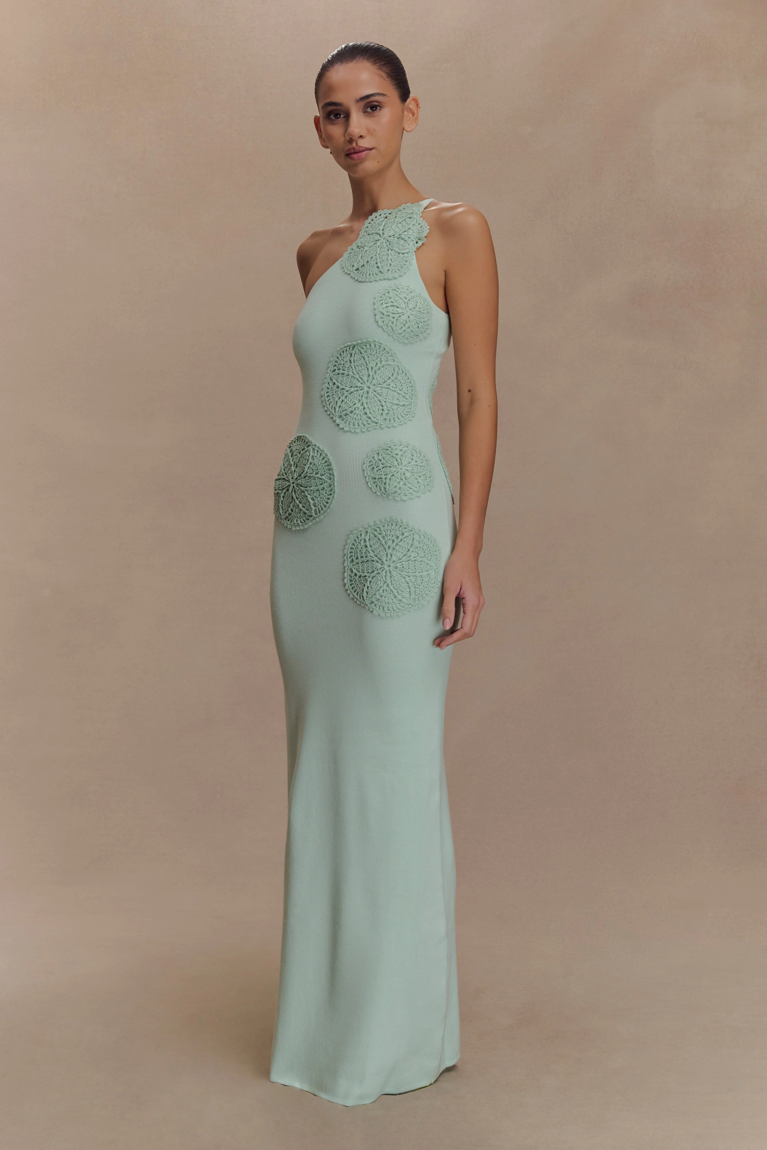 Teneika Crochet Knit Maxi Dress - Light Aqua - Image 4