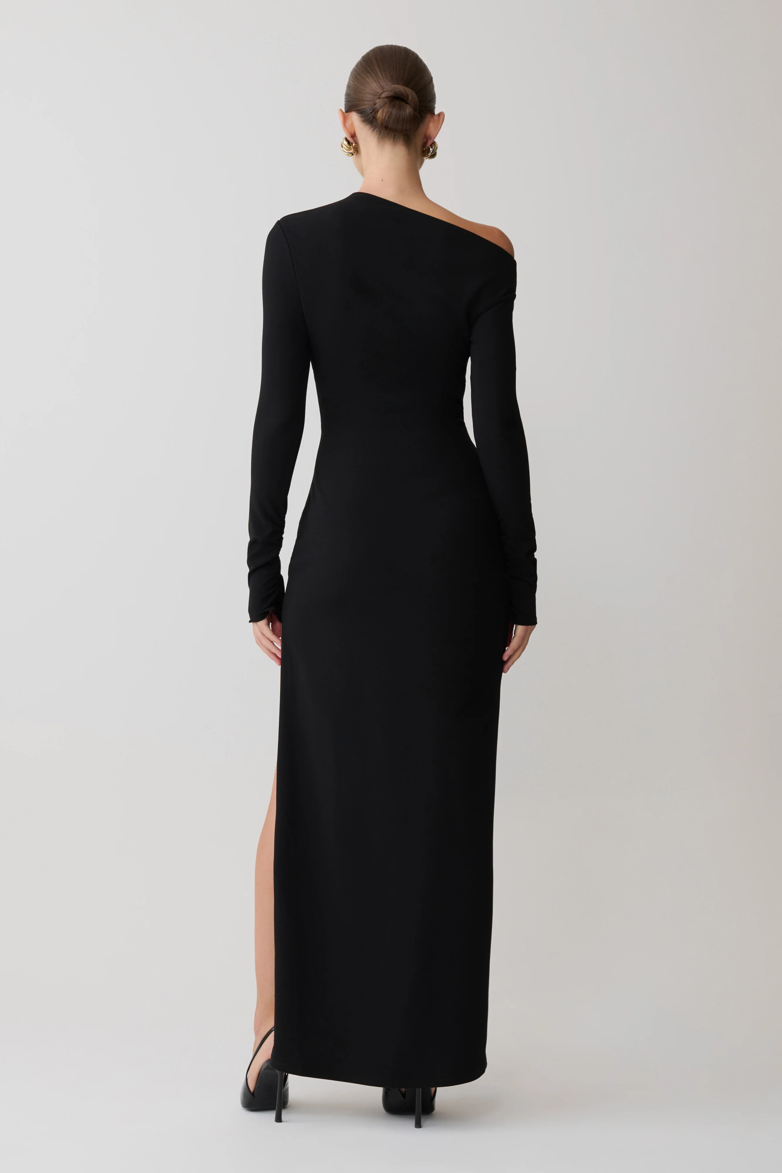 Thalyn Crepe Maxi Dress With Split - Black - Image 2