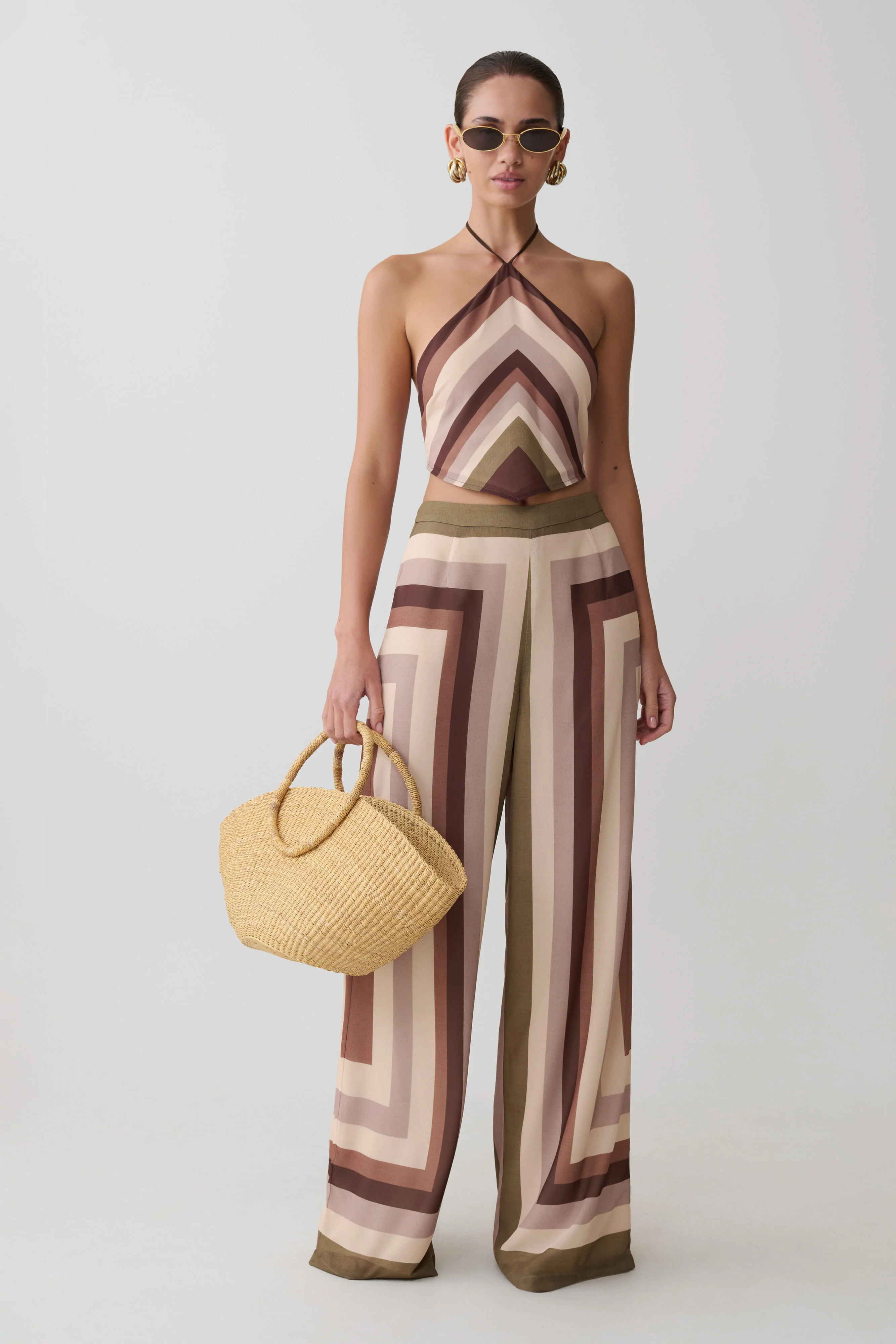 Thea Halter Chiffon Sleeveless Top - Multi Stripe - Image 5