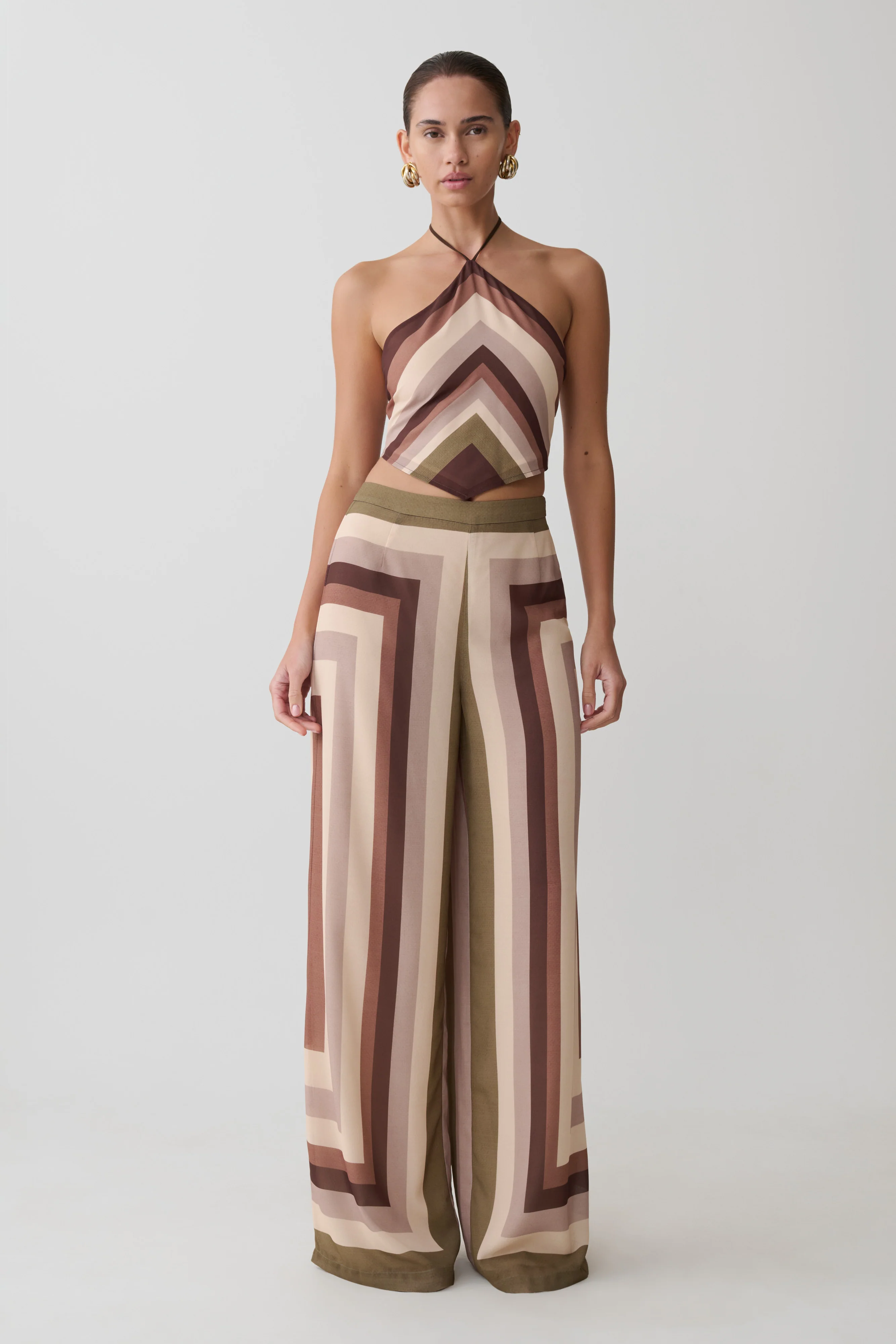 Thea Halter Chiffon Sleeveless Top - Multi Stripe - Image 6