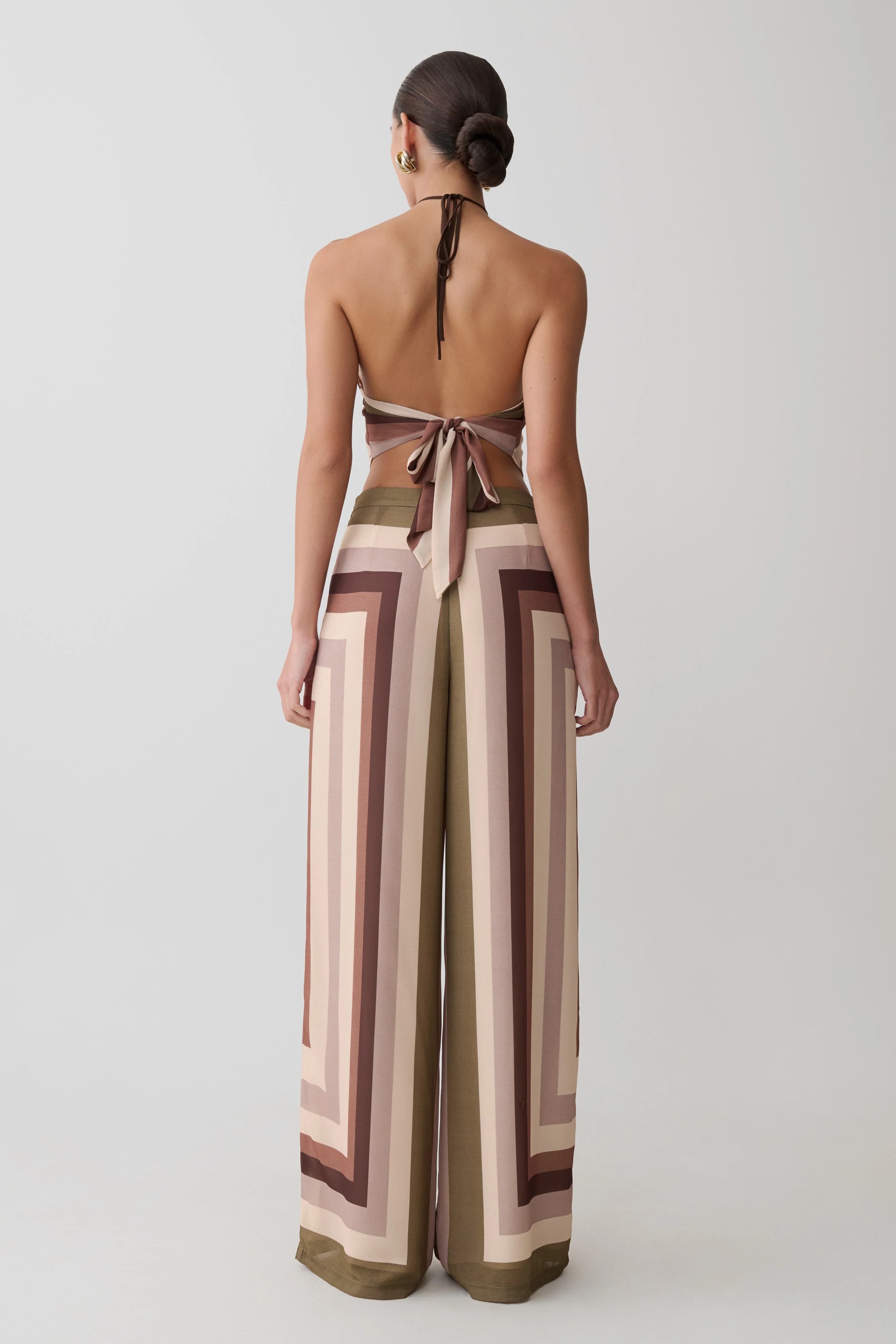 Thea Halter Chiffon Sleeveless Top - Multi Stripe - Image 7
