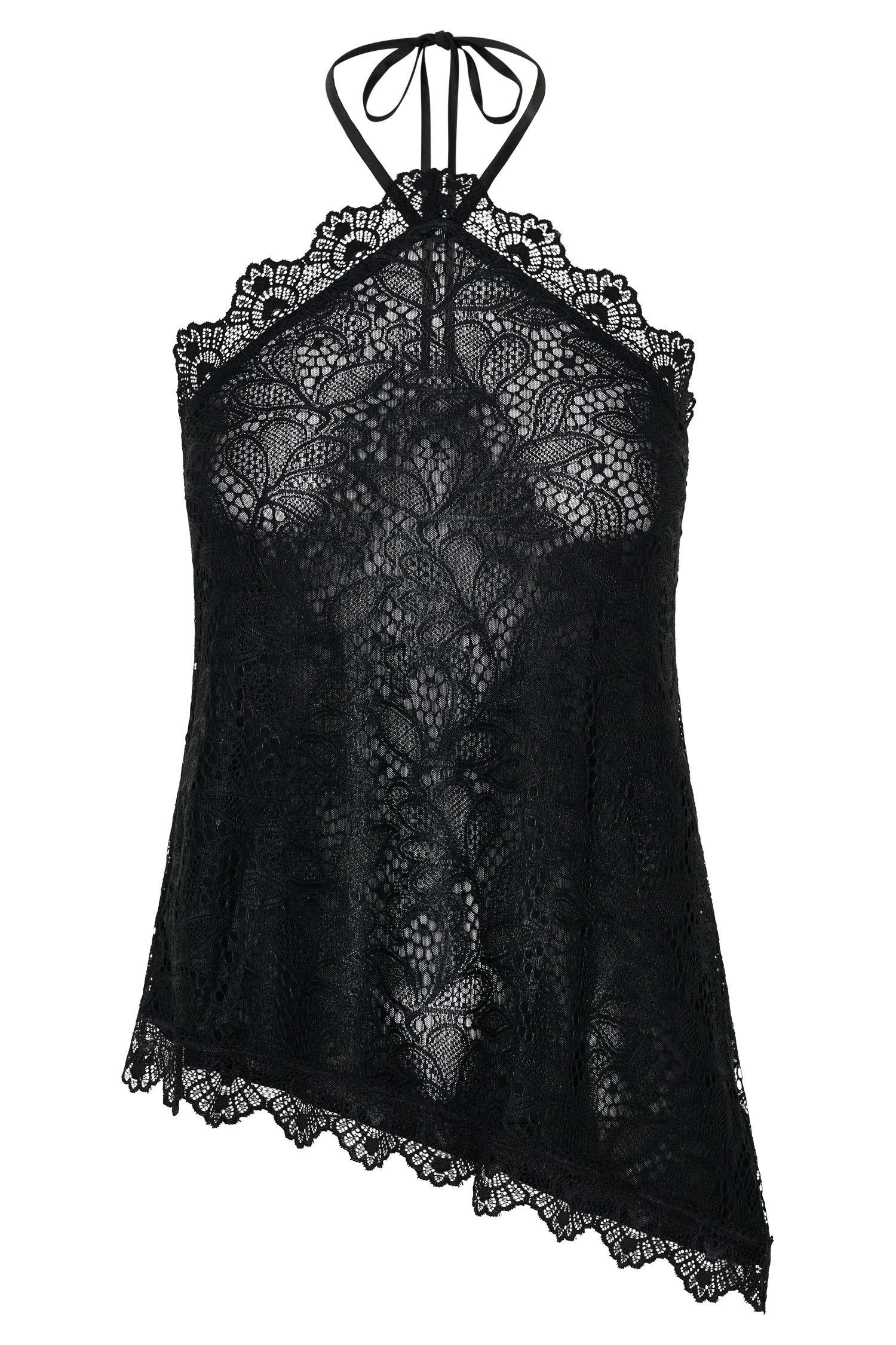 Theodosia Asymmetric Lace Halter Top - Black - Image 13