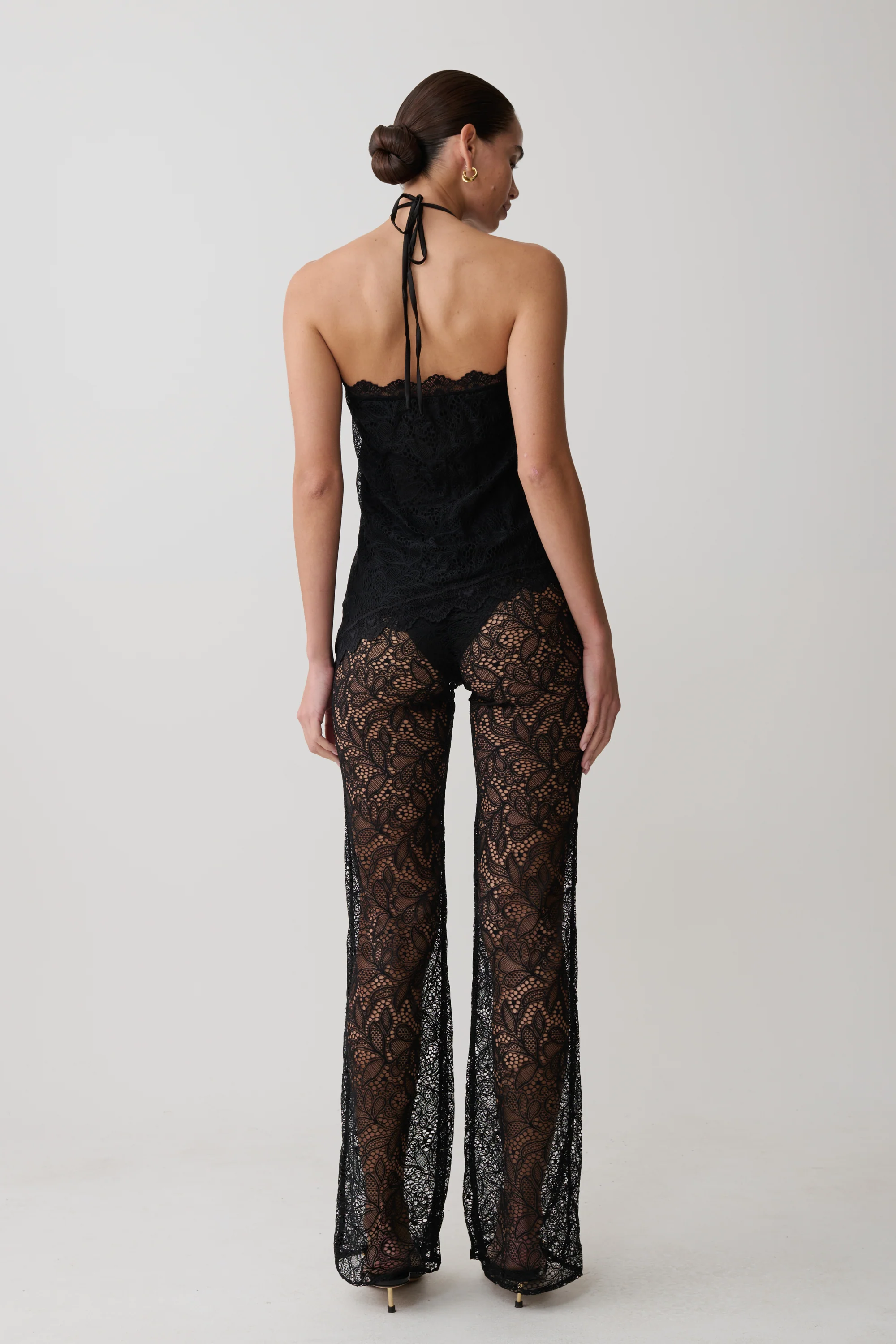 Theodosia Wide Leg Lace Pants - Black - Image 2