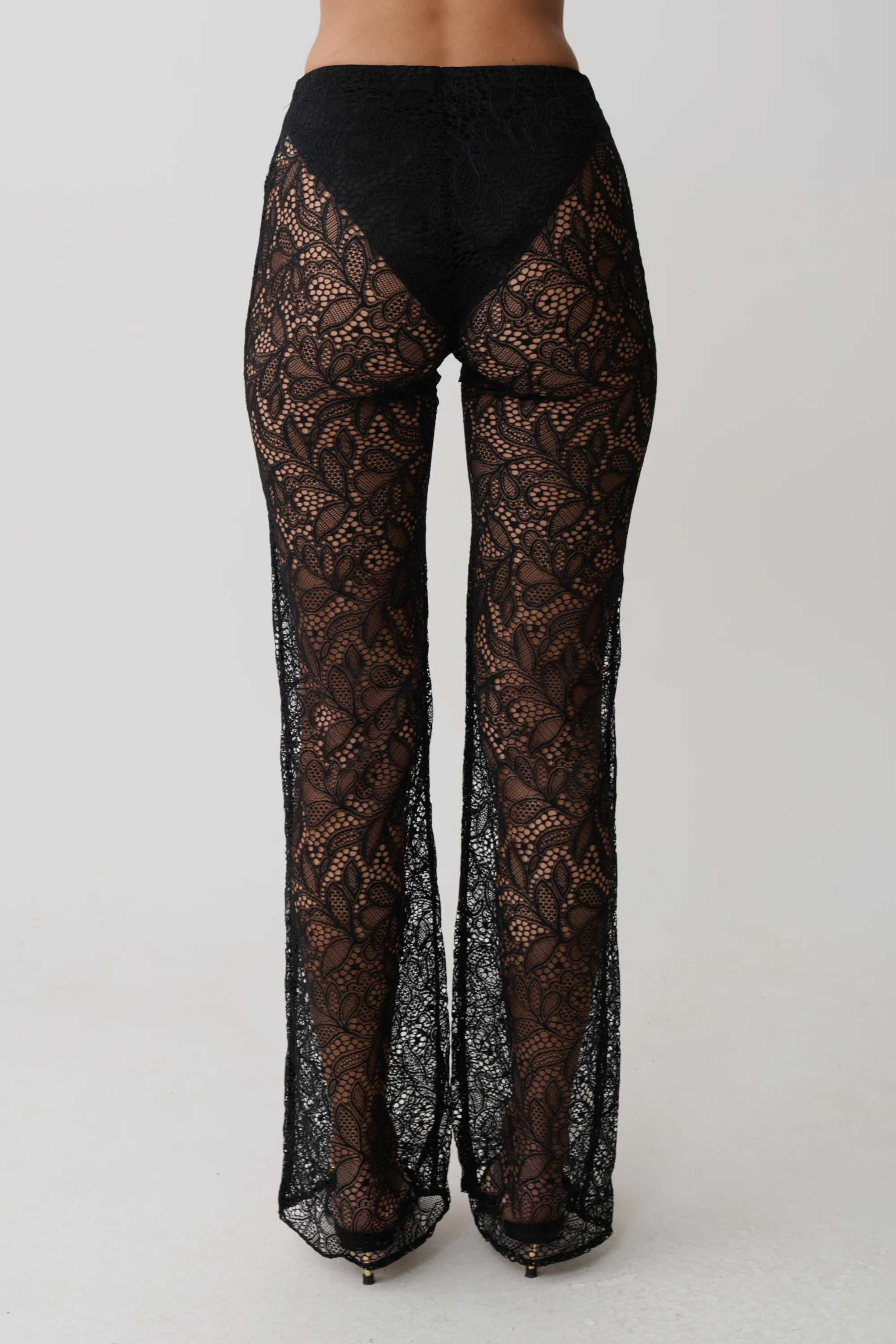 Theodosia Wide Leg Lace Pants - Black - Image 5