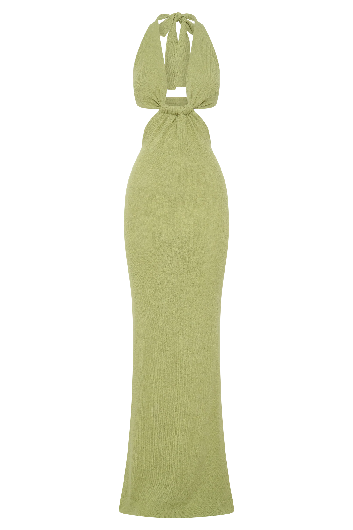 Theresea Halter Knit Maxi Dress - Light Olive - Image 7