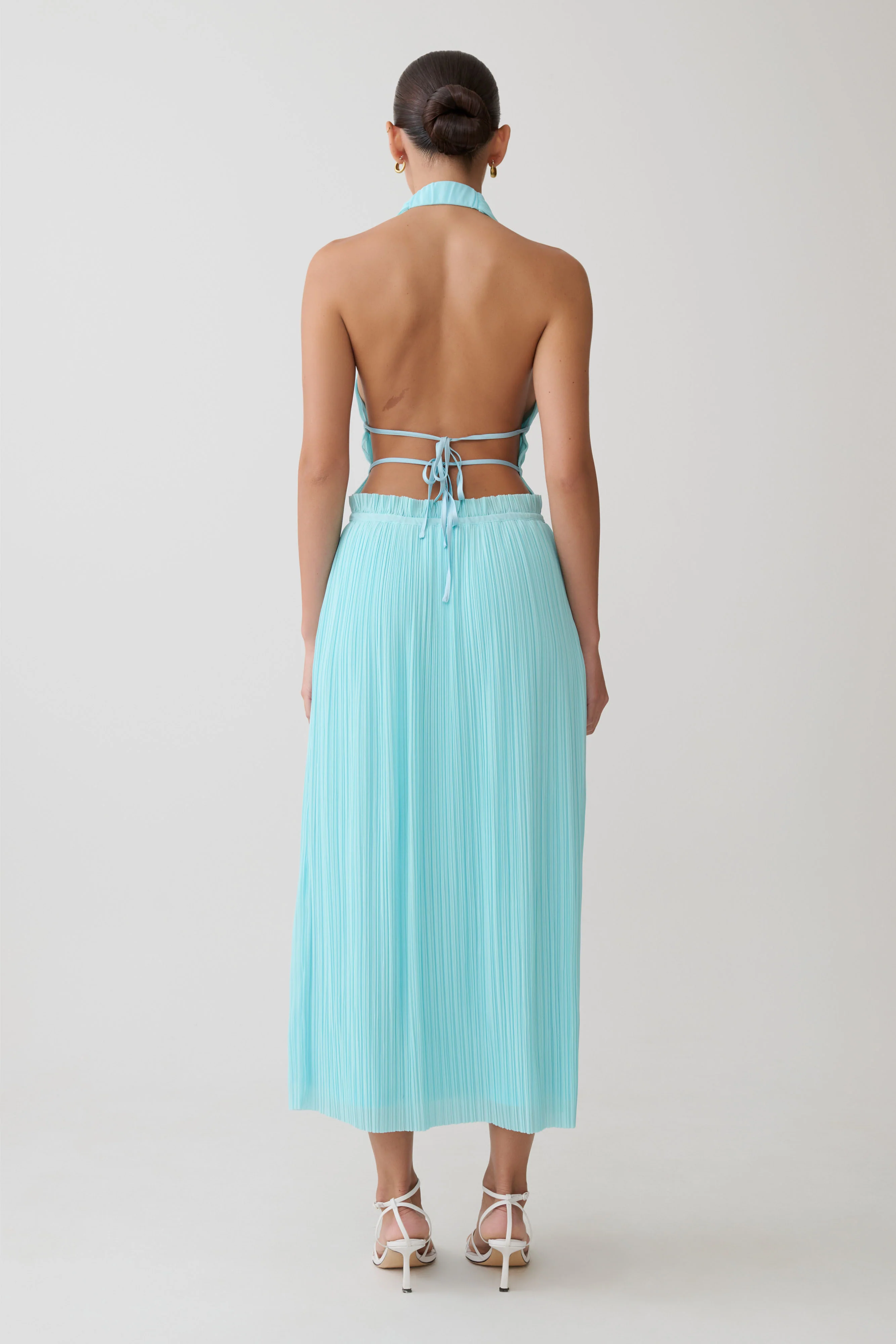 Thien Cowl Halter Midi Dress - Blue - Image 3
