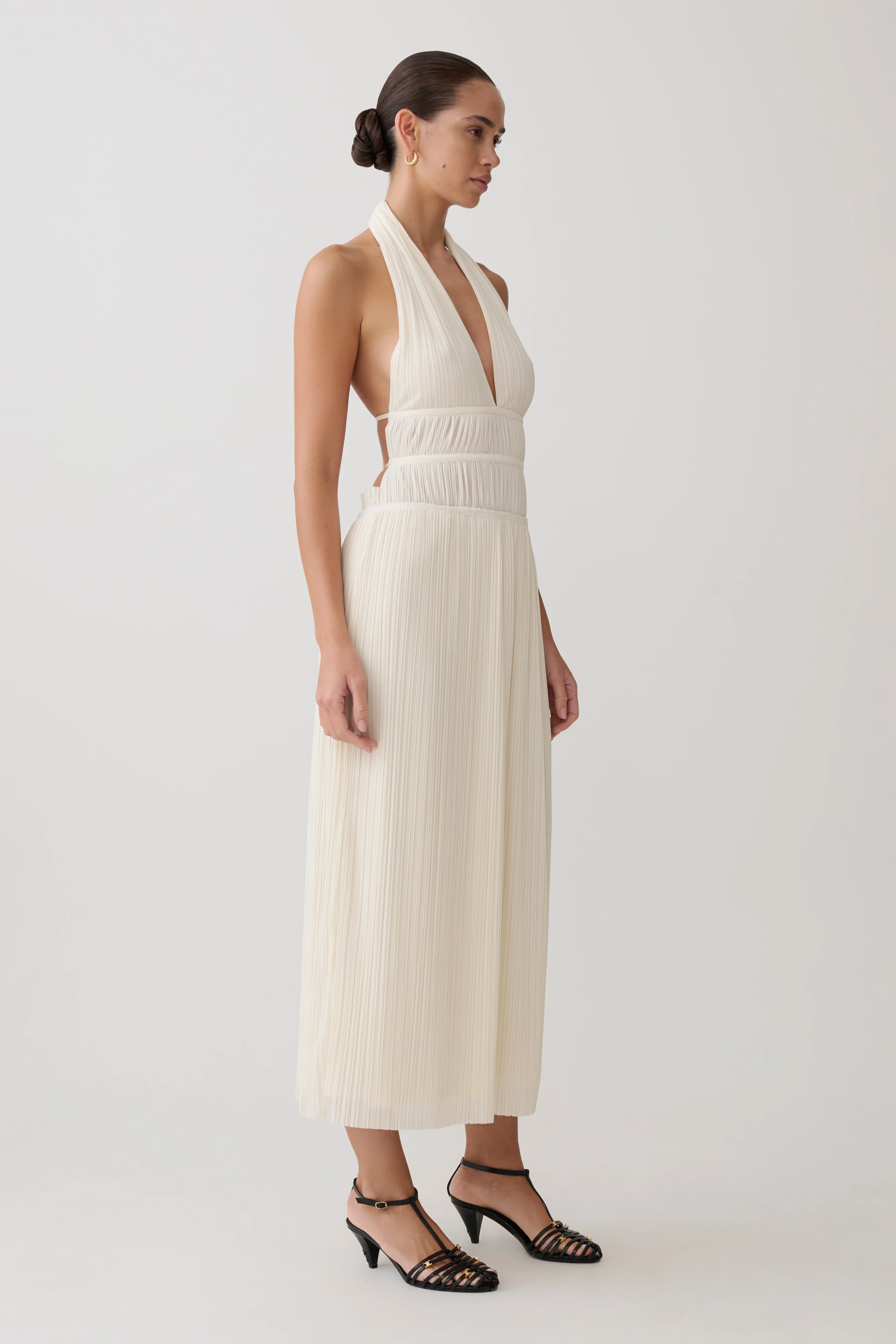 Thien Cowl Halter Midi Dress - Ivory - Image 5