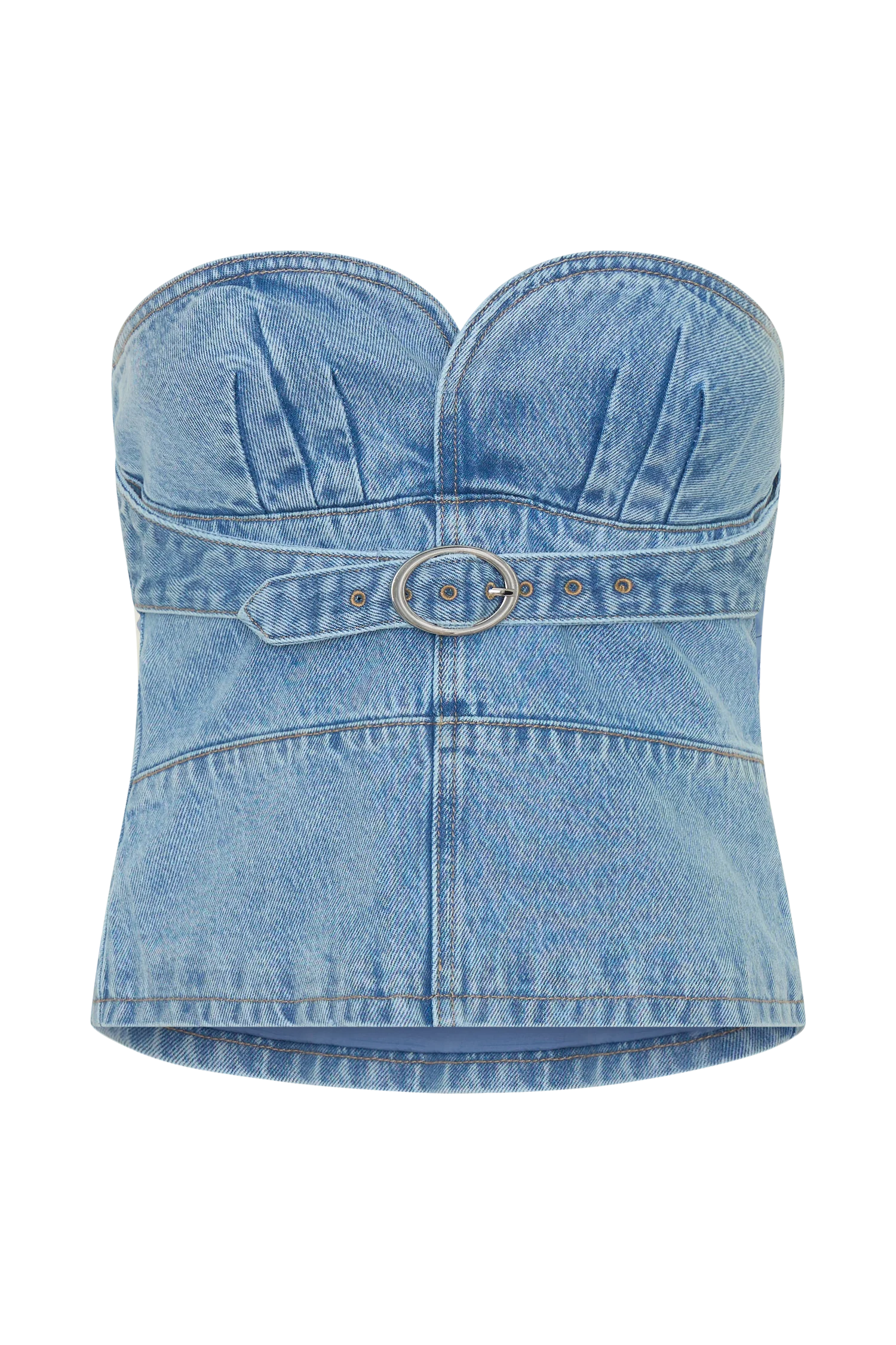 Tommy Strapless Denim Top With Buckle - Classic Blue - Image 10