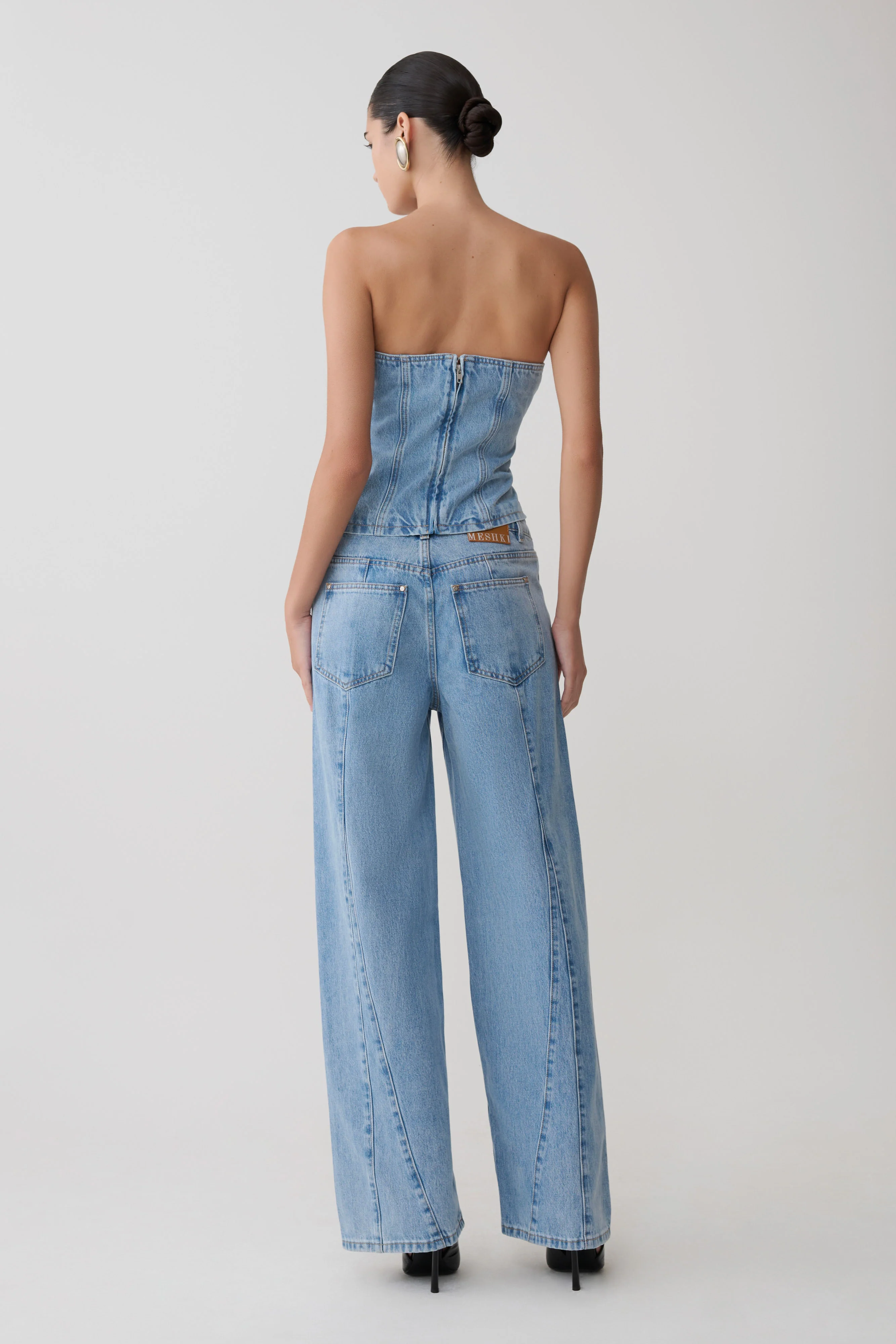 Tommy Strapless Denim Top With Buckle - Classic Blue - Image 2