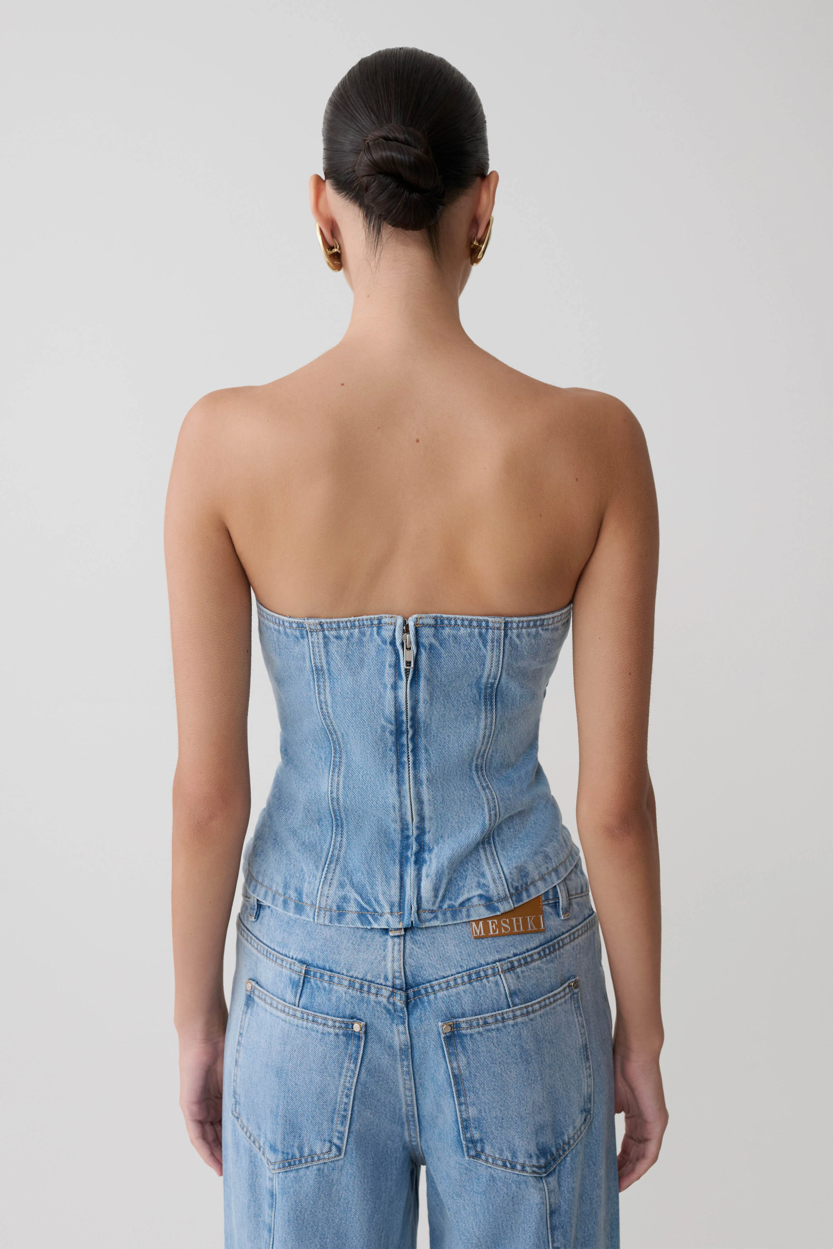 Tommy Strapless Denim Top With Buckle - Classic Blue - Image 7