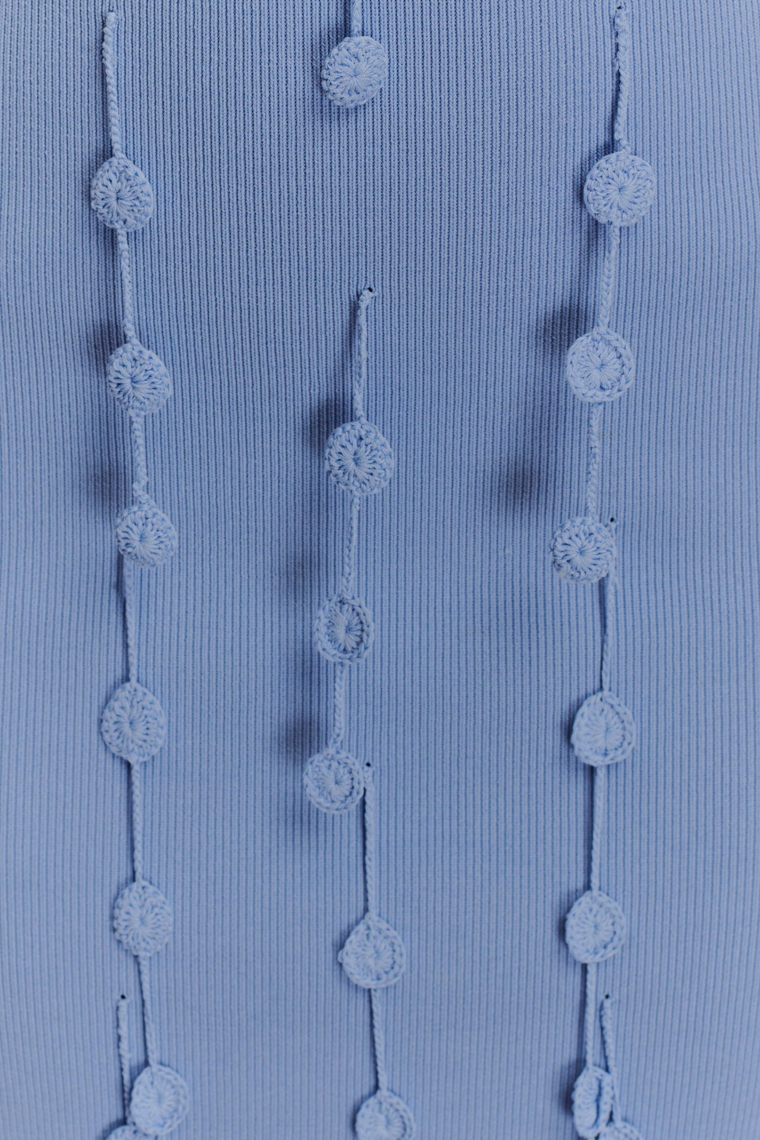 Tove Hand Knit Flower Mini Dress - Blue - Image 4